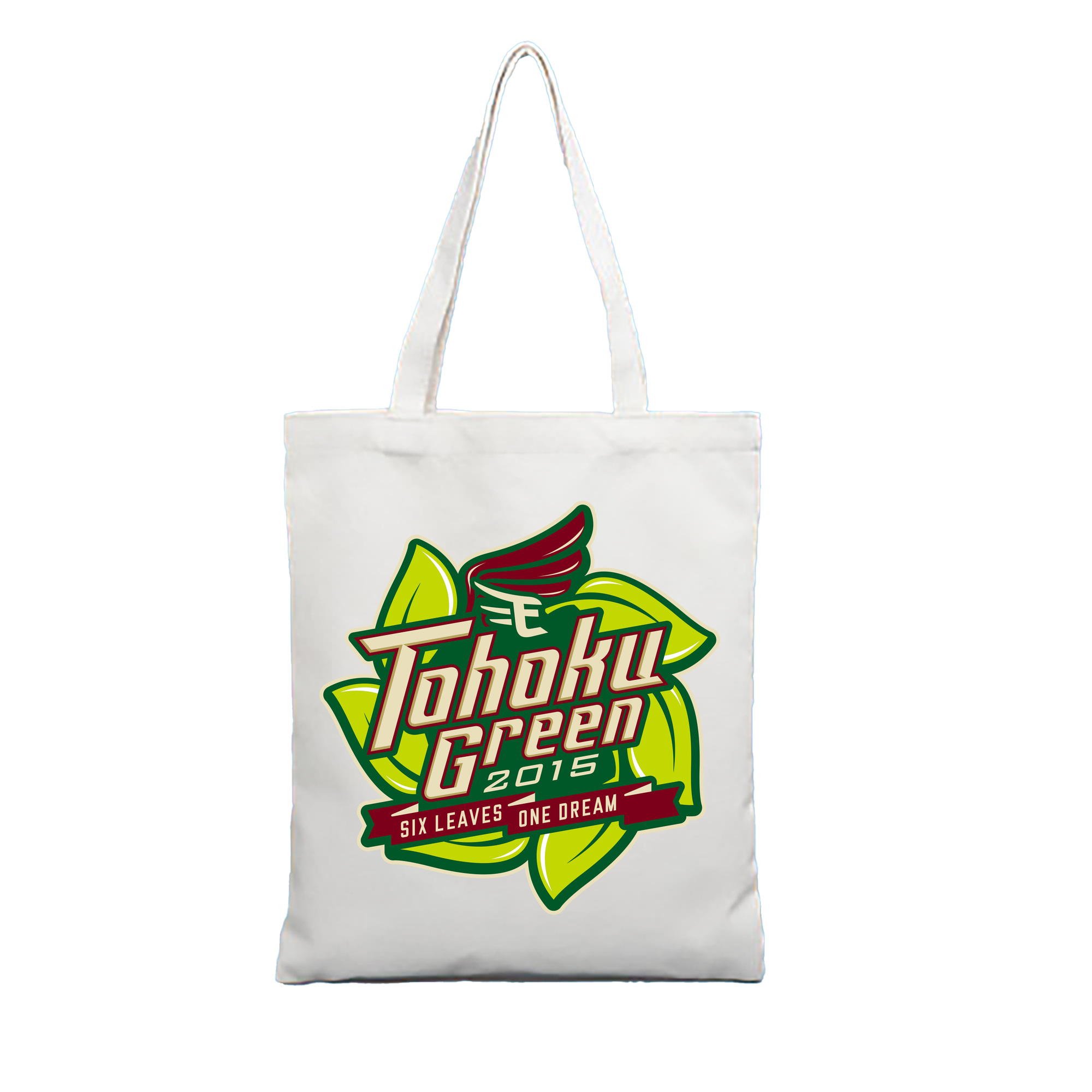 TOHOKU RAKUTEN GOLDEN EAGLES TOHOKU GREEN 2015 EMBLEM Logo - 縦型キャンバス手提げバッグ（トートバッグ） ・ キャンバス素材 ・ ショッピング用 ・ 軽量 丈夫 お手入れ簡単