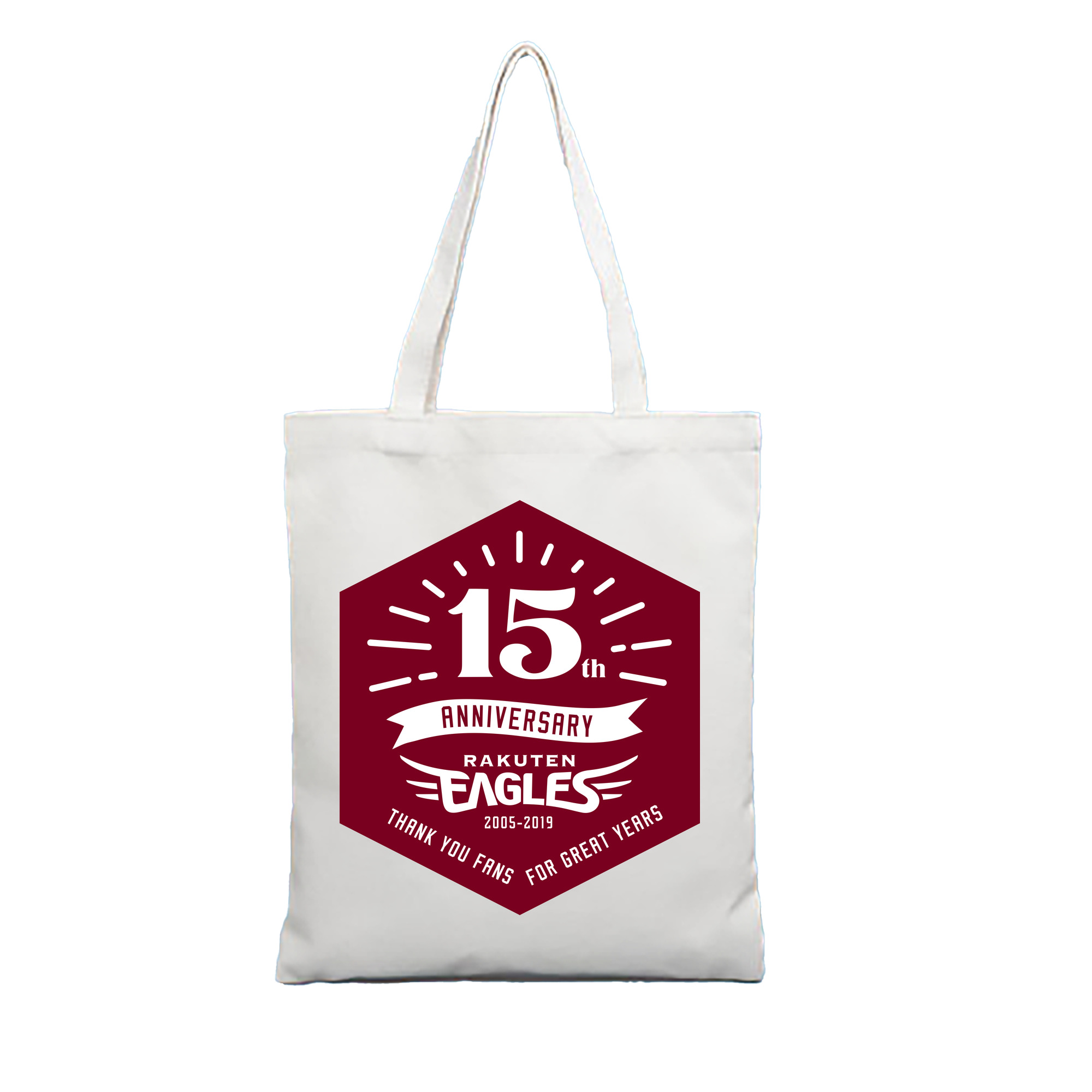 TOHOKU RAKUTEN GOLDEN EAGLES 15TH ANNIVERSARY BACKGROUND Logo - 縦型キャンバス手提げバッグ（トートバッグ） ・ キャンバス素材 ・ ショッピング用 ・ 軽量 丈夫 お手入れ簡単