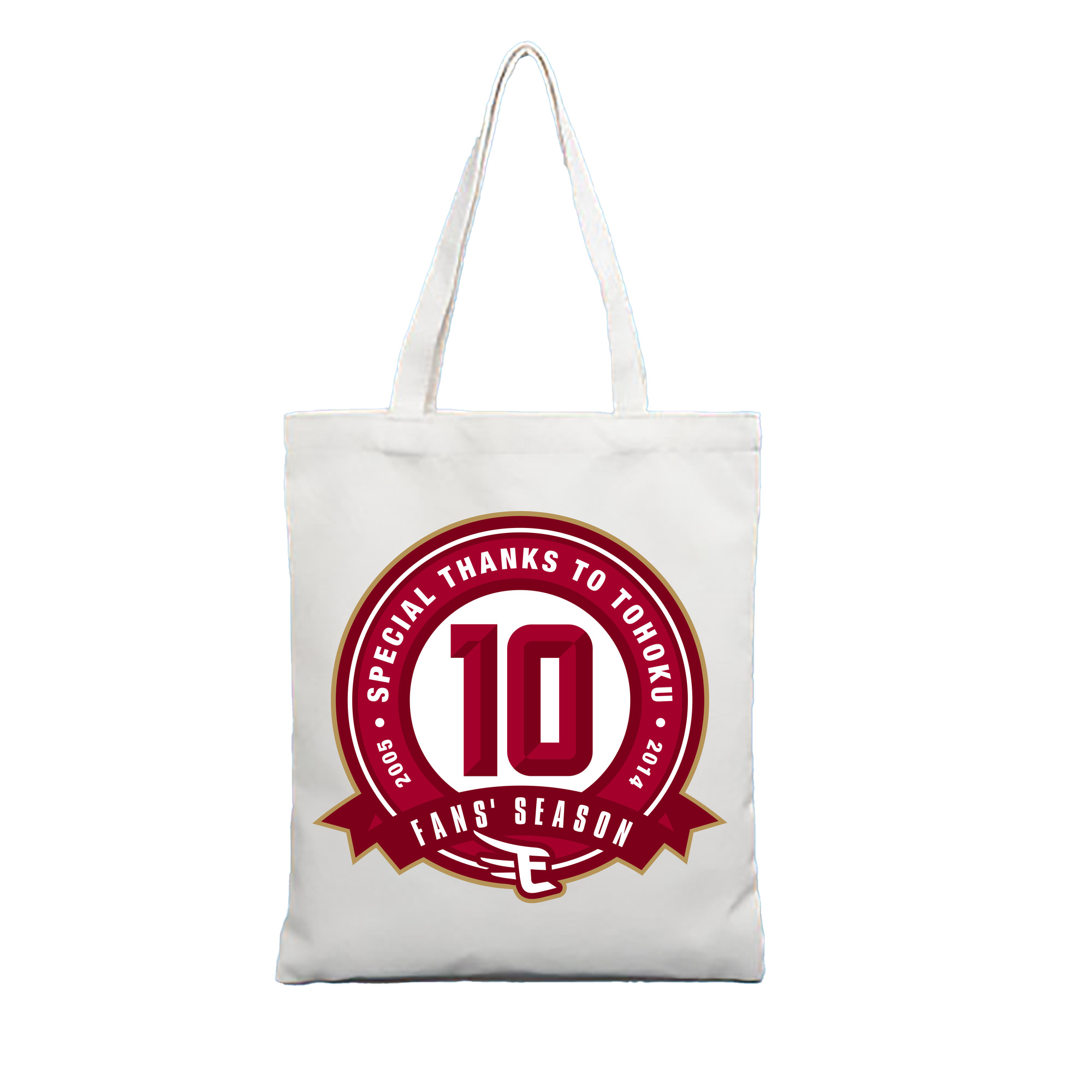 TOHOKU RAKUTEN GOLDEN EAGLES 10TH ANNIVERSARY EMBLEM Logo - 縦型キャンバス手提げバッグ（トートバッグ） ・ キャンバス素材 ・ ショッピング用 ・ 軽量 丈夫 お手入れ簡単