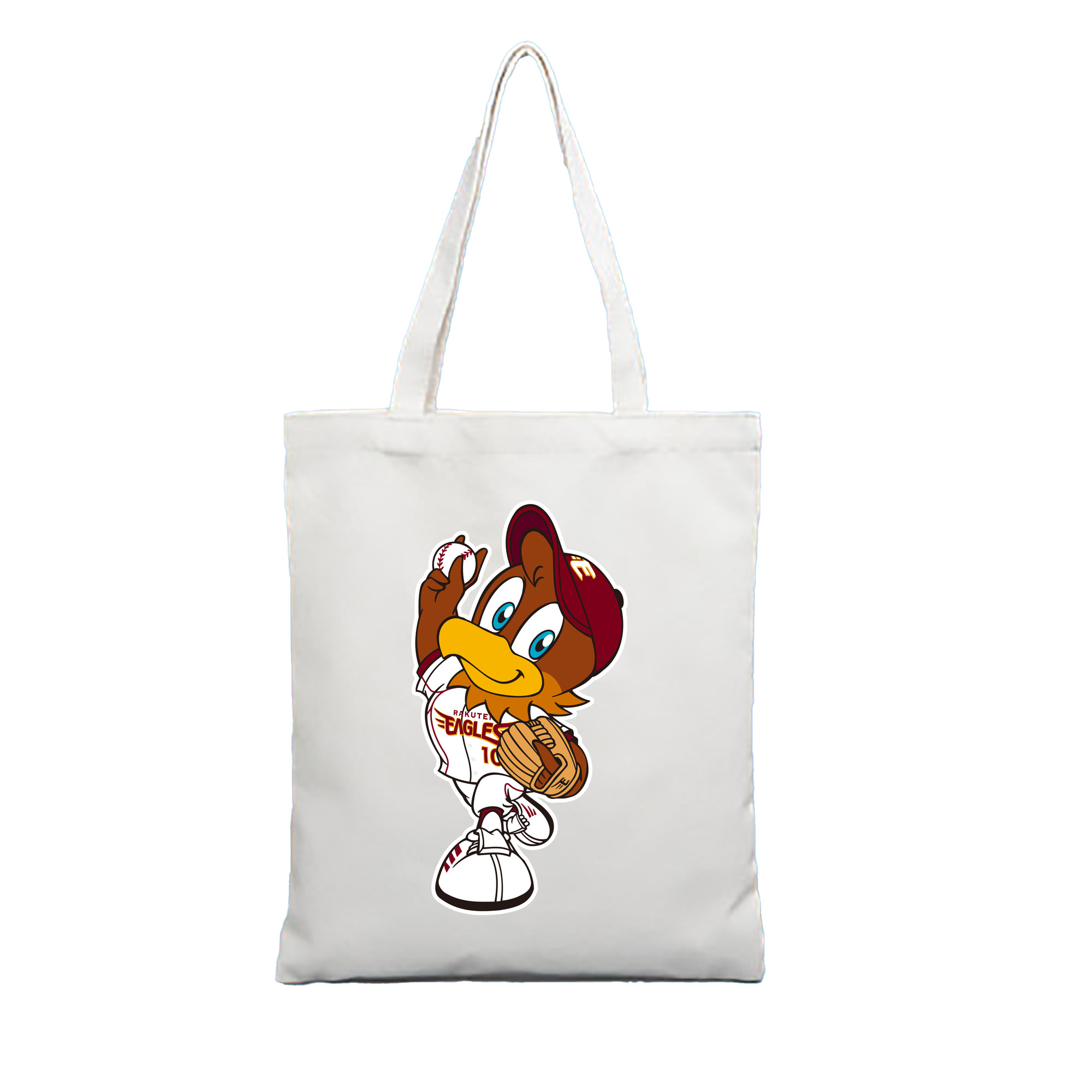 TOHOKU RAKUTEN GOLDEN EAGLES MASCOT CLUTCH PITCHING Logo - 縦型キャンバス手提げバッグ（トートバッグ） ・ キャンバス素材 ・ ショッピング用 ・ 軽量 丈夫 お手入れ簡単