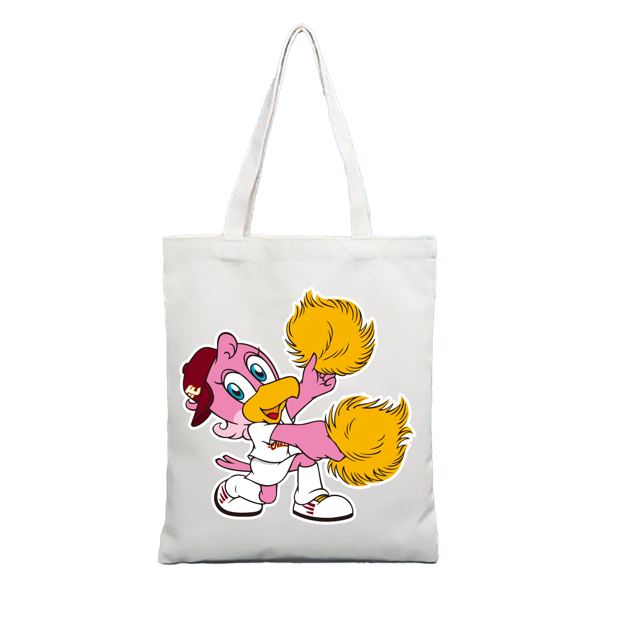 TOHOKU RAKUTEN GOLDEN EAGLES MASCOT CLUTCHENA APPLICATION 1 - 縦型キャンバス手提げバッグ（トートバッグ） ・ キャンバス素材 ・ ショッピング用 ・ 軽量 丈夫 お手入れ簡単