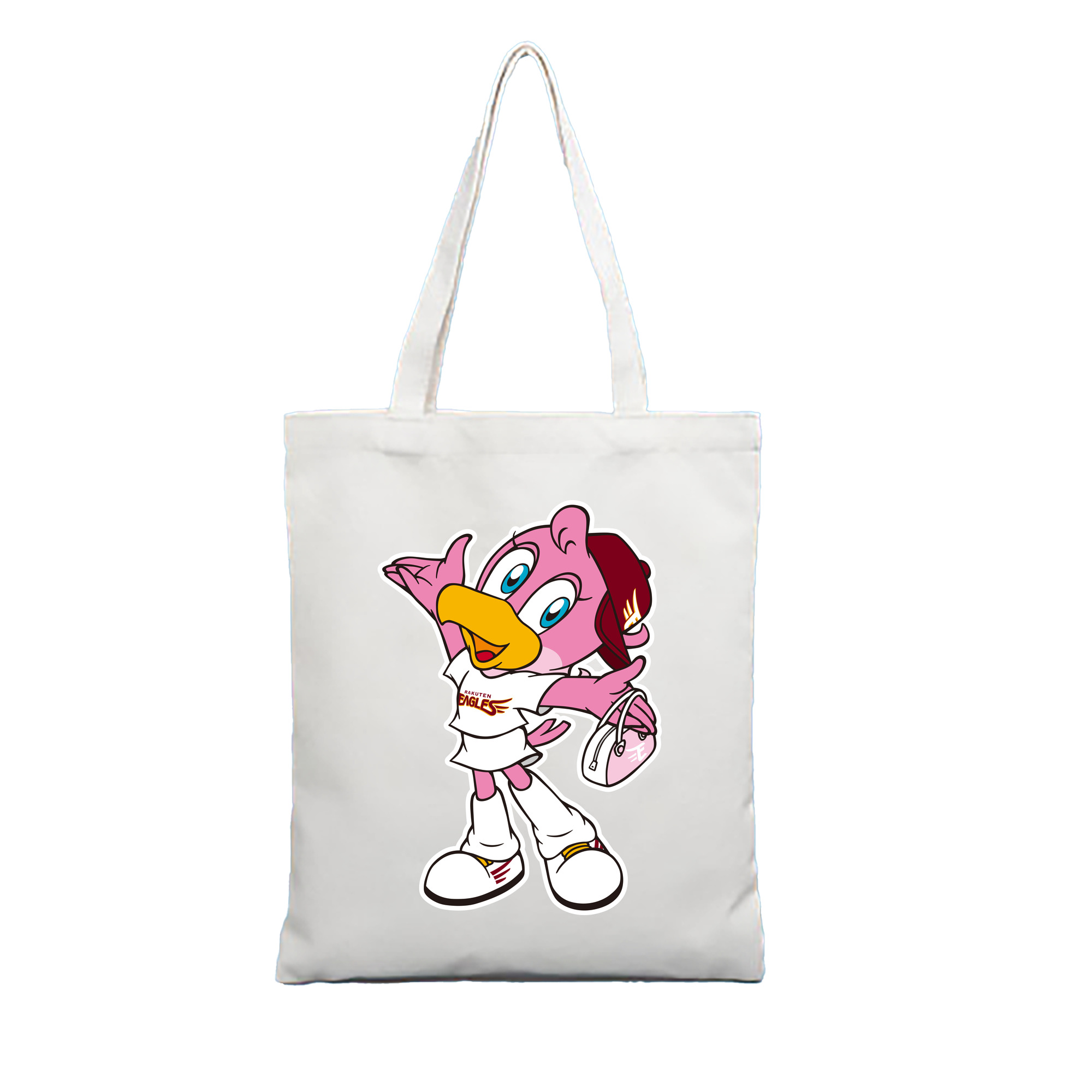 TOHOKU RAKUTEN GOLDEN EAGLES MASCOT CLUTCHENA APPLICATION Logo - 縦型キャンバス手提げバッグ（トートバッグ） ・ キャンバス素材 ・ ショッピング用 ・ 軽量 丈夫 お手入れ簡単