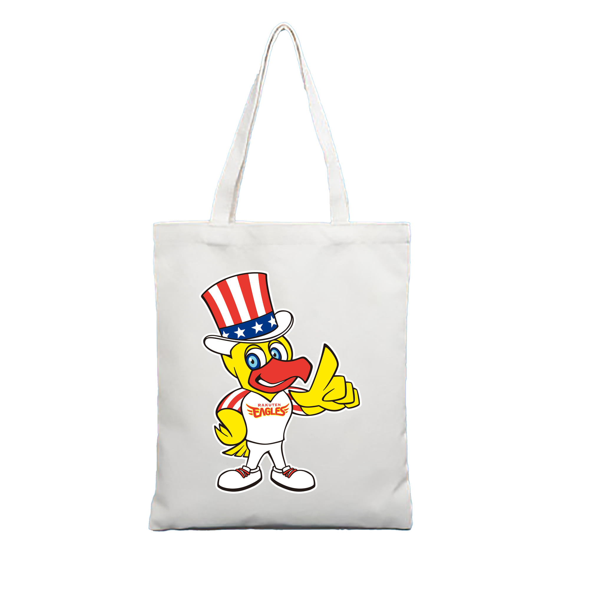 TOHOKU RAKUTEN GOLDEN EAGLES MASCOT SWITCH APPLICATION THE STARS AND STRIPES HAT Logo - 縦型キャンバス手提げバッグ（トートバッグ） ・ キャンバス素材 ・ ショッピング用 ・ 軽量 丈夫 お手入れ簡単
