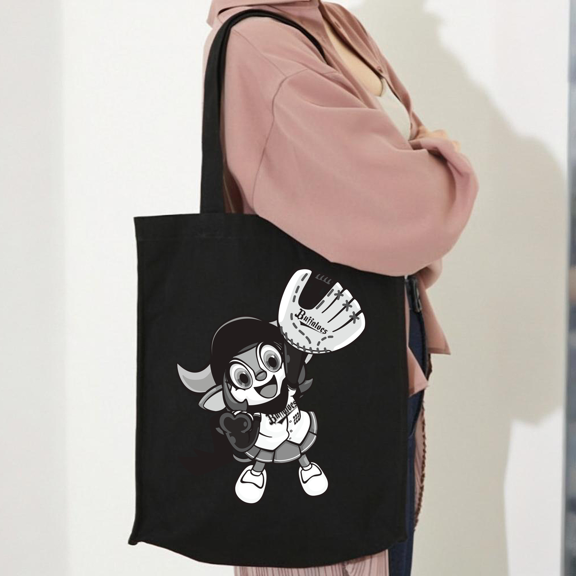 ORIX BUFFALOES MASCOT BUFFALO BELL APPLICATION GLOVE SYMBOL 2019 Black White Logo