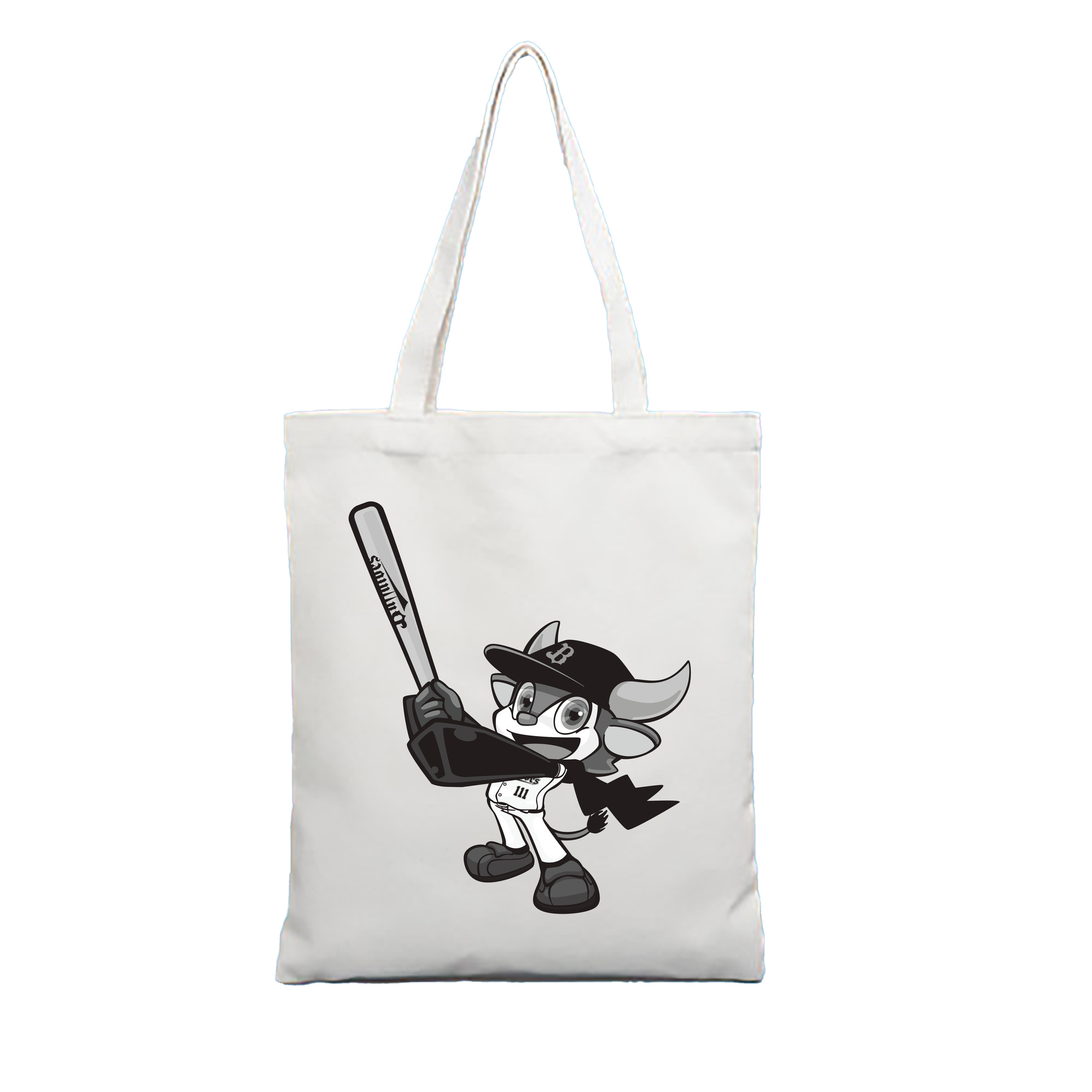 ORIX BUFFALOES MASCOT BUFFALO BULL APPLICATION BAT SYMBOL 2019 Logo - 縦型キャンバス手提げバッグ（トートバッグ） ・ キャンバス素材 ・ ショッピング用 ・ 軽量 丈夫 お手入れ簡単