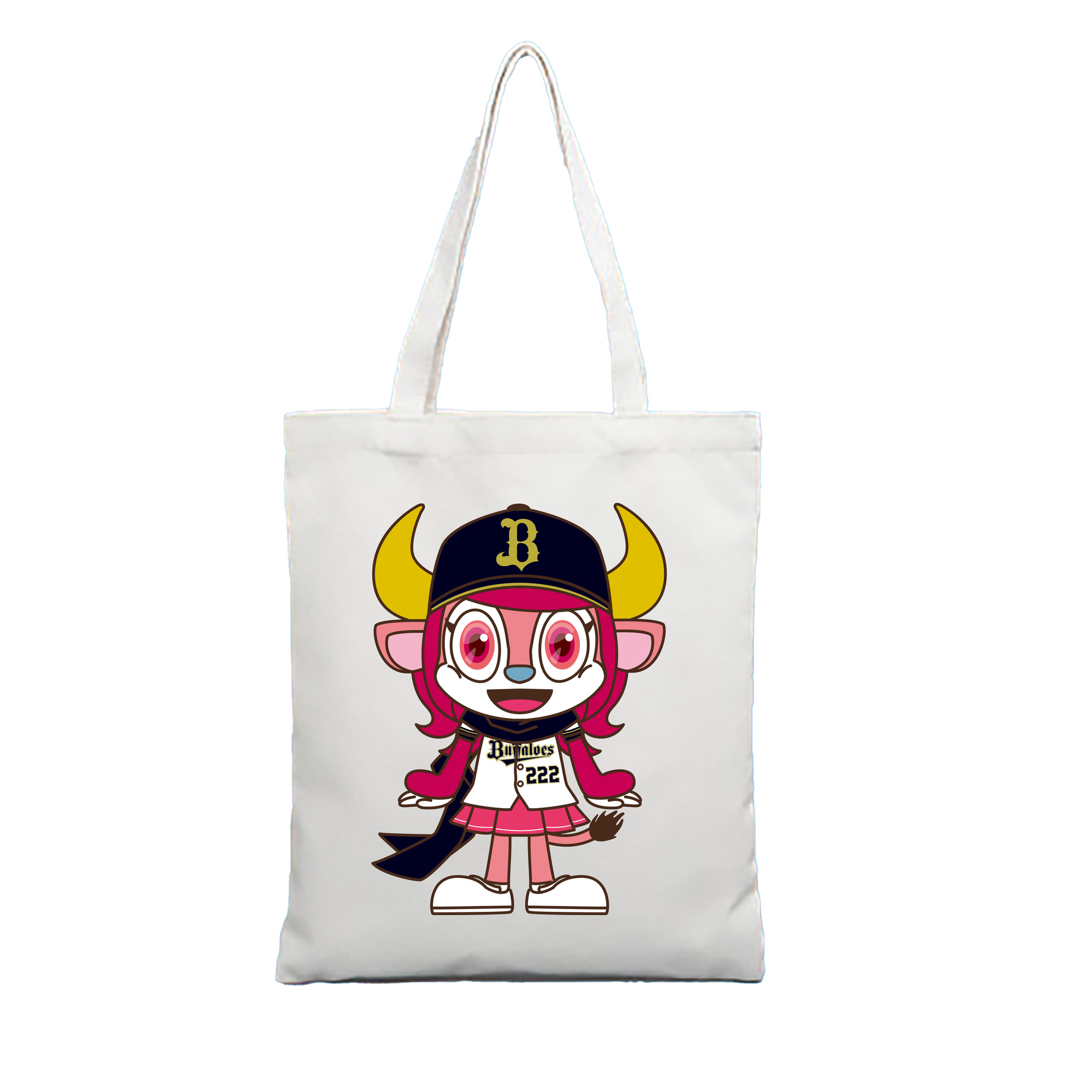 ORIX BUFFALOES MASCOT BUFFALO BELL ORIGINAL SYMBOL 2019 Logo - 縦型キャンバス手提げバッグ（トートバッグ） ・ キャンバス素材 ・ ショッピング用 ・ 軽量 丈夫 お手入れ簡単