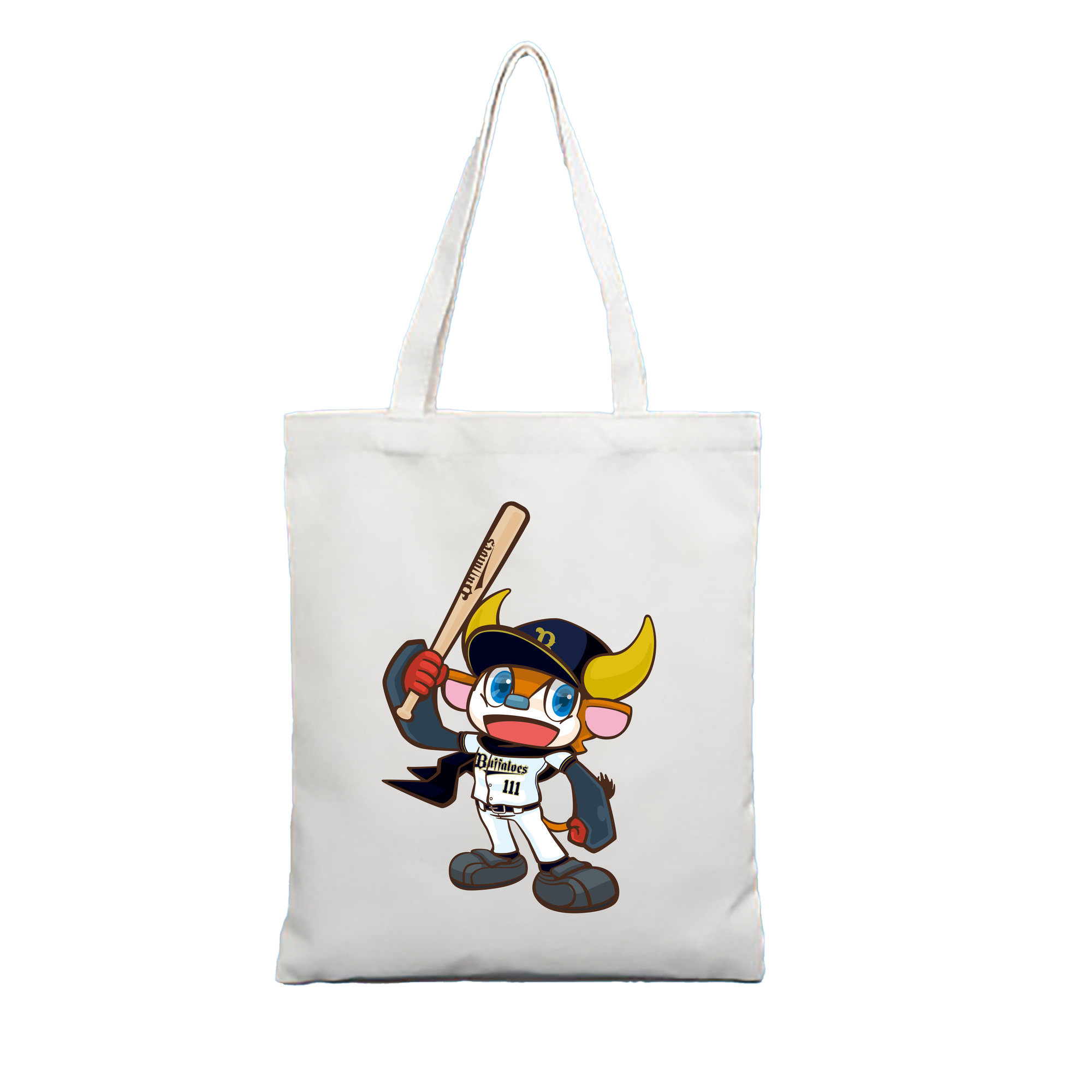 ORIX BUFFALOES MASCOT BUFFALO BULL APPLICATION BAT SYMBOL 2019 - 縦型キャンバス手提げバッグ（トートバッグ） ・ キャンバス素材 ・ ショッピング用 ・ 軽量 丈夫 お手入れ簡単