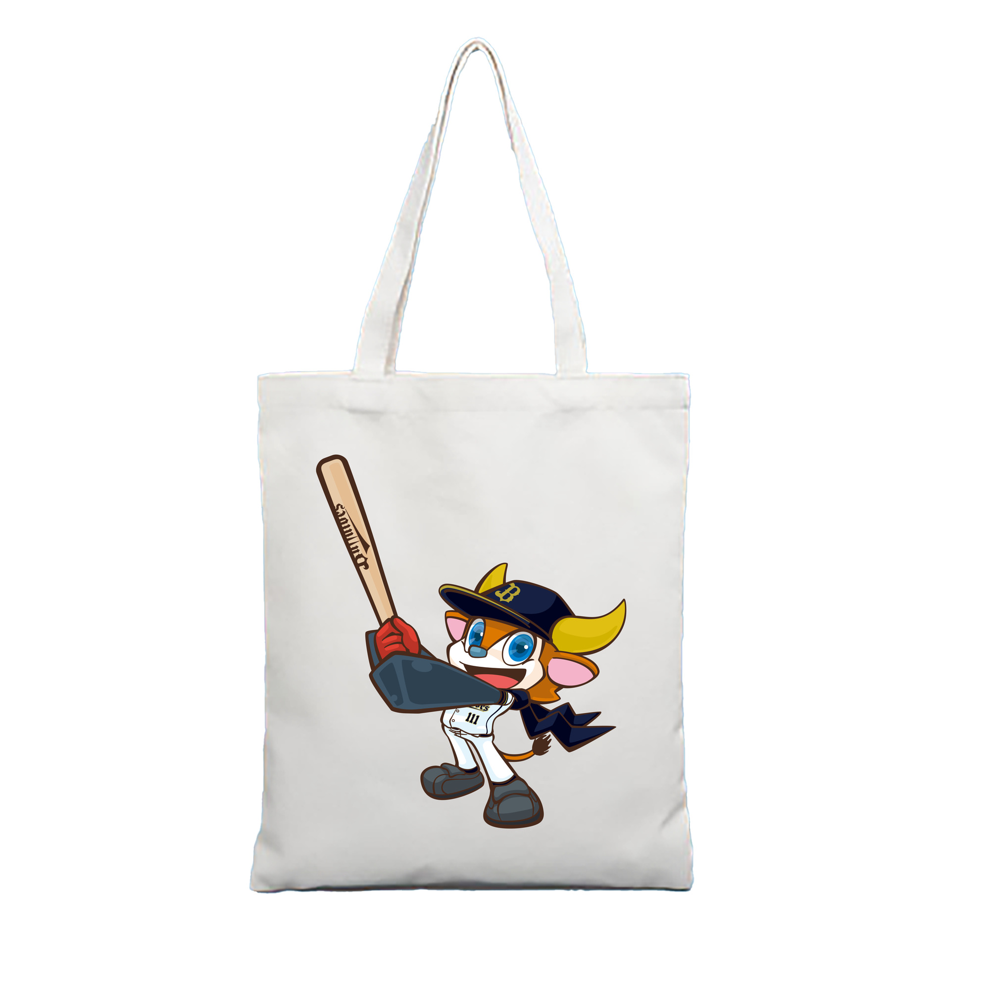ORIX BUFFALOES MASCOT BUFFALO BULL APPLICATION BAT SYMBOL 2019 Color Logo - 縦型キャンバス手提げバッグ（トートバッグ） ・ キャンバス素材 ・ ショッピング用 ・ 軽量 丈夫 お手入れ簡単