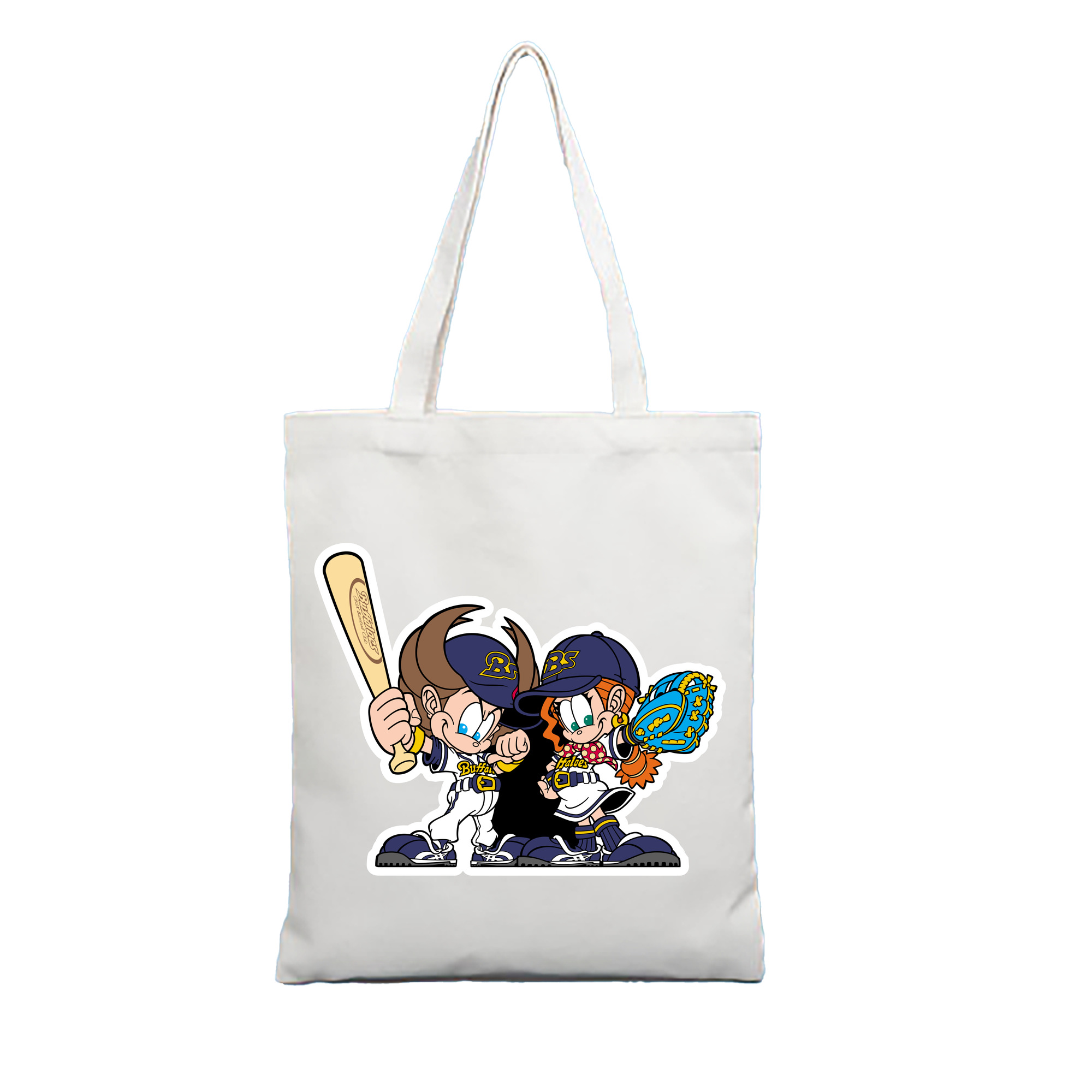 ORIX BUFFALOES MASCOT NEPPIE RIPSEA ORIGINAL Logo - 縦型キャンバス手提げバッグ（トートバッグ） ・ キャンバス素材 ・ ショッピング用 ・ 軽量 丈夫 お手入れ簡単