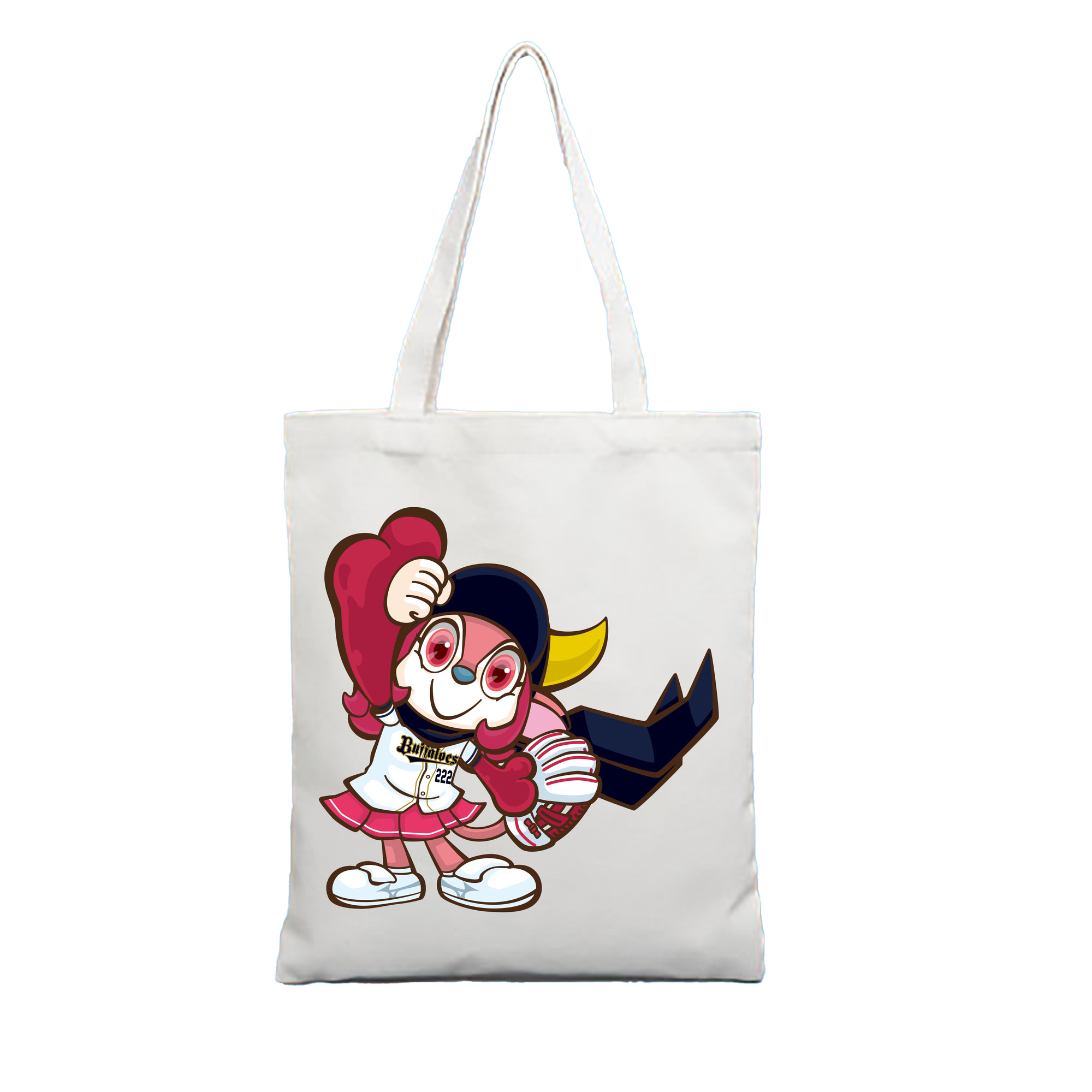 ORIX BUFFALOES MASCOT BUFFALO BELL Logo - 縦型キャンバス手提げバッグ（トートバッグ） ・ キャンバス素材 ・ ショッピング用 ・ 軽量 丈夫 お手入れ簡単