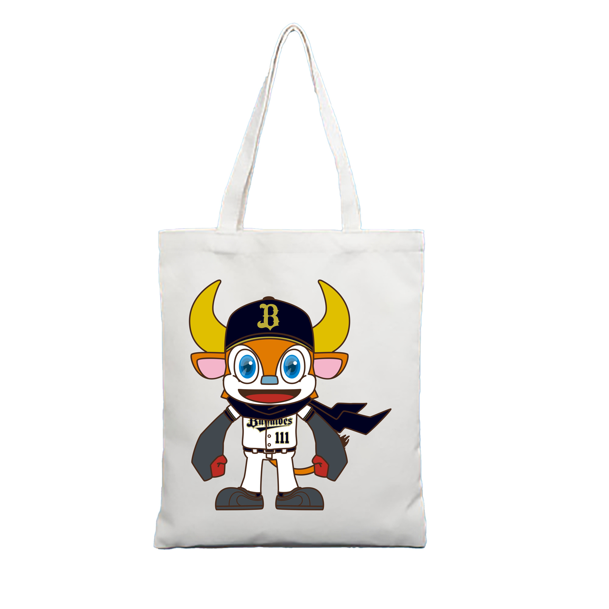 ORIX BUFFALOES MASCOT BUFFALO BULL ORIGINAL SYMBOL 2019 Logo - 縦型キャンバス手提げバッグ（トートバッグ） ・ キャンバス素材 ・ ショッピング用 ・ 軽量 丈夫 お手入れ簡単