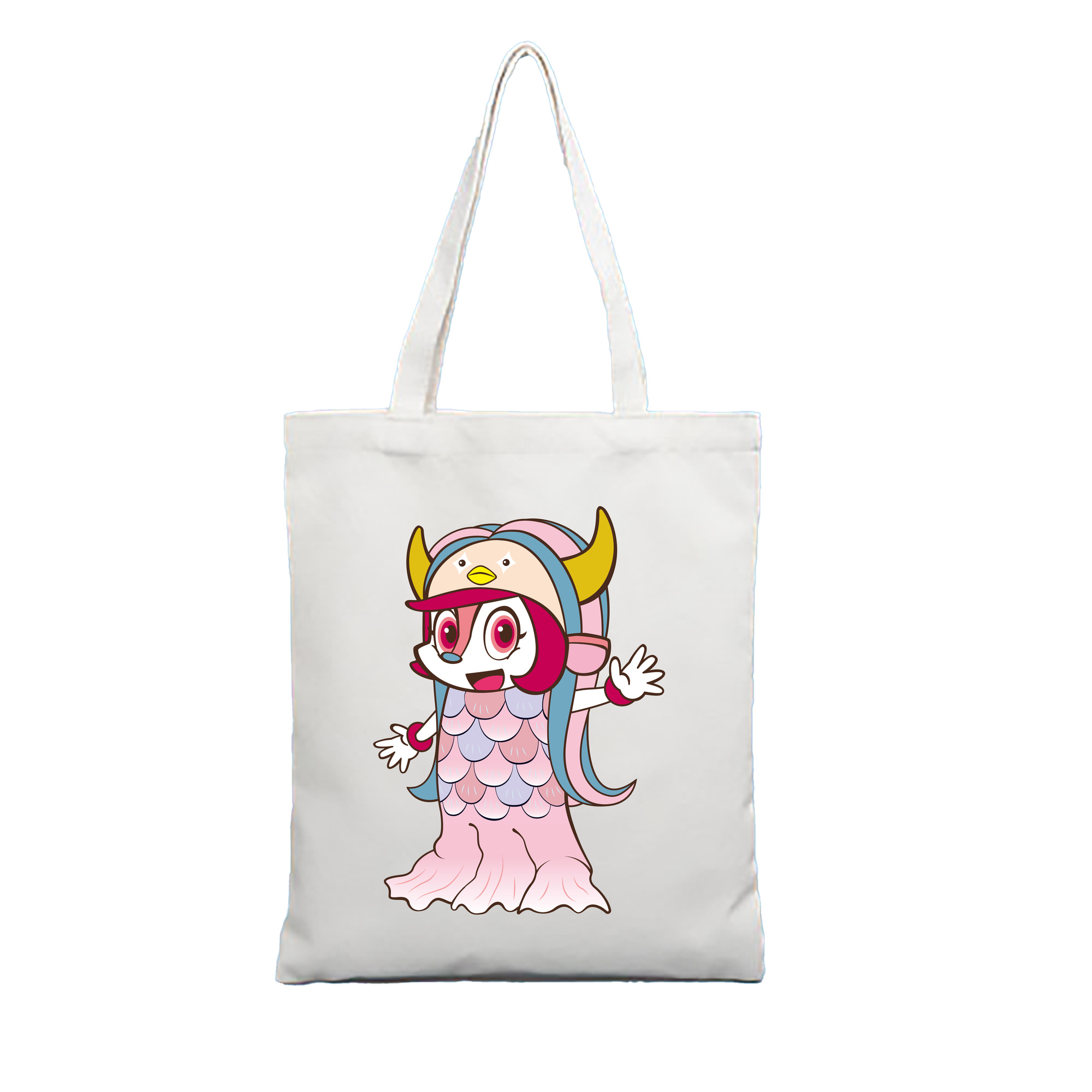 ORIX BUFFALOES MASCOT BUFFALO BELL APPLICATION FISH CLOTHES Logo - 縦型キャンバス手提げバッグ（トートバッグ） ・ キャンバス素材 ・ ショッピング用 ・ 軽量 丈夫 お手入れ簡単