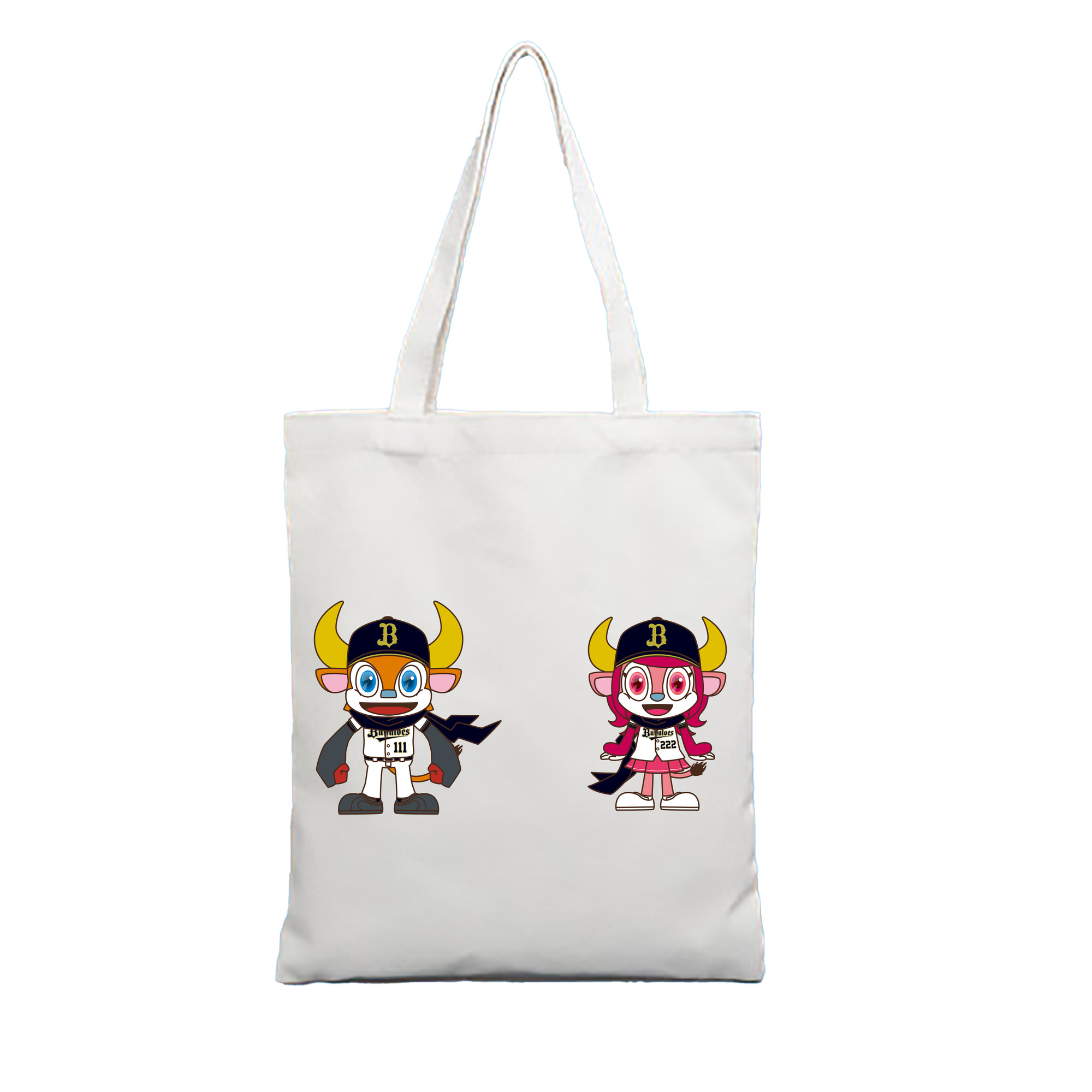 ORIX BUFFALOES MASCOT BUFFALO BULL BUFFALO BELL ORIGINAL SYMBOL 2019 Logo - 縦型キャンバス手提げバッグ（トートバッグ） ・ キャンバス素材 ・ ショッピング用 ・ 軽量 丈夫 お手入れ簡単