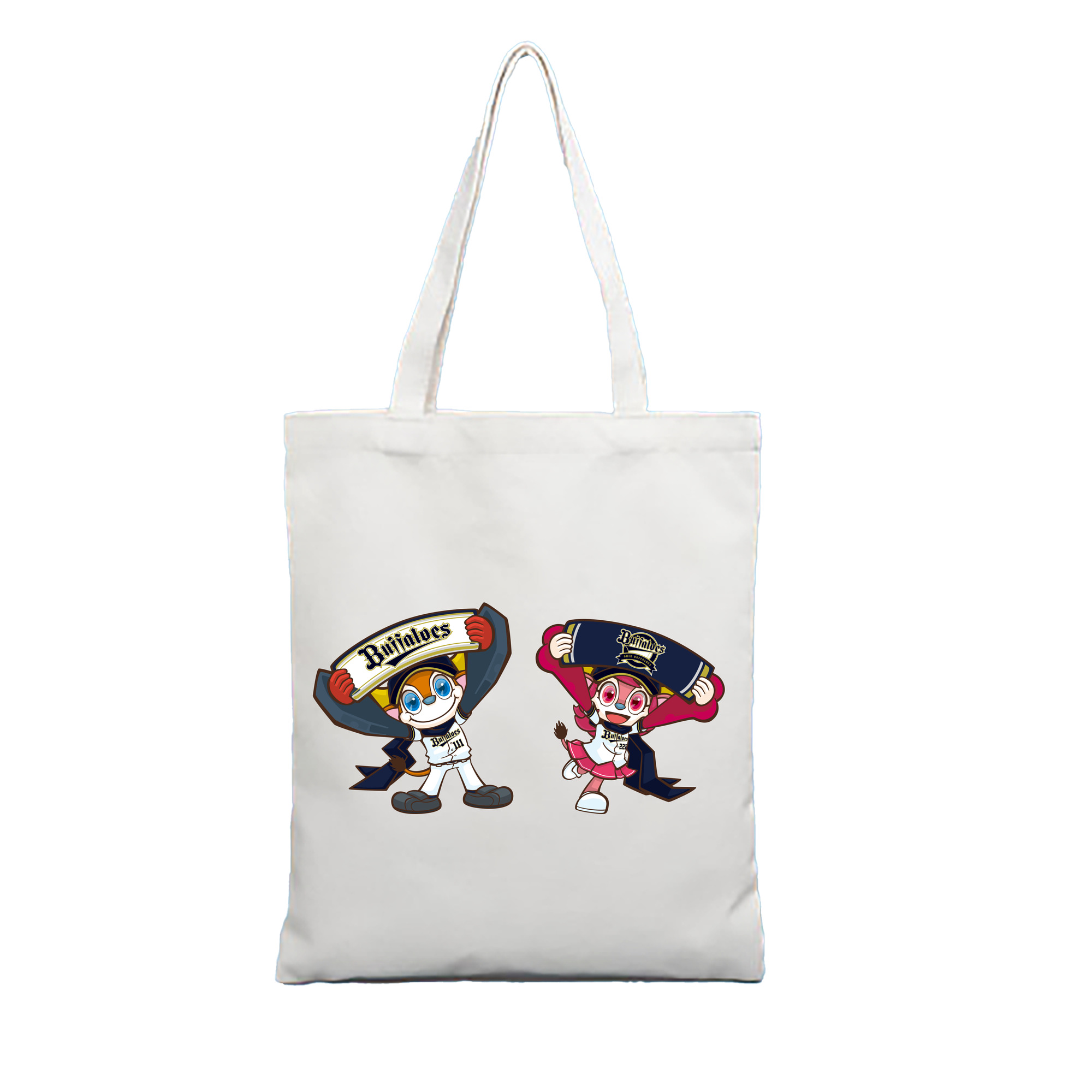 ORIX BUFFALOES MASCOT BUFFALO BULL BUFFALO BELL APPLICATION TOWEL Logo - 縦型キャンバス手提げバッグ（トートバッグ） ・ キャンバス素材 ・ ショッピング用 ・ 軽量 丈夫 お手入れ簡単