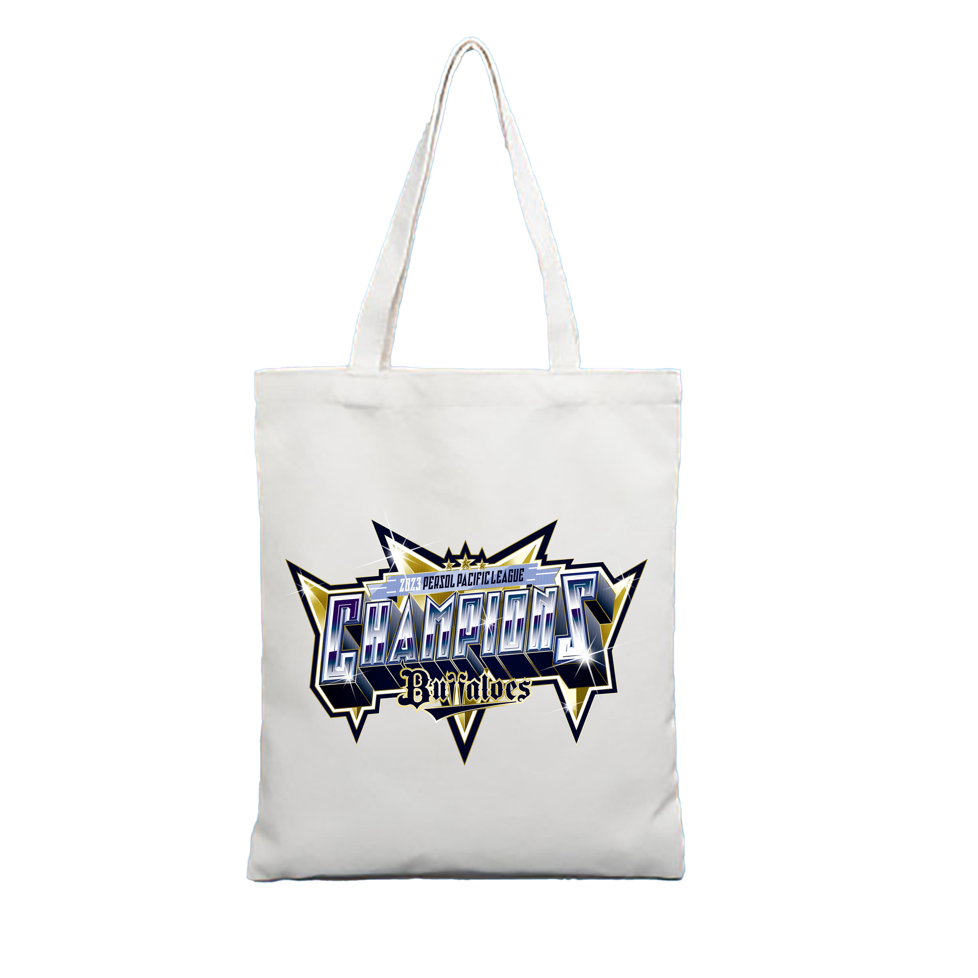 ORIX BUFFALOES 2023 PERSOL PACIFIC LEAGUE CHAMPIONS EMBLEM Logo Vector - 縦型キャンバス手提げバッグ（トートバッグ） ・ キャンバス素材 ・ ショッピング用 ・ 軽量 丈夫 お手入れ簡単