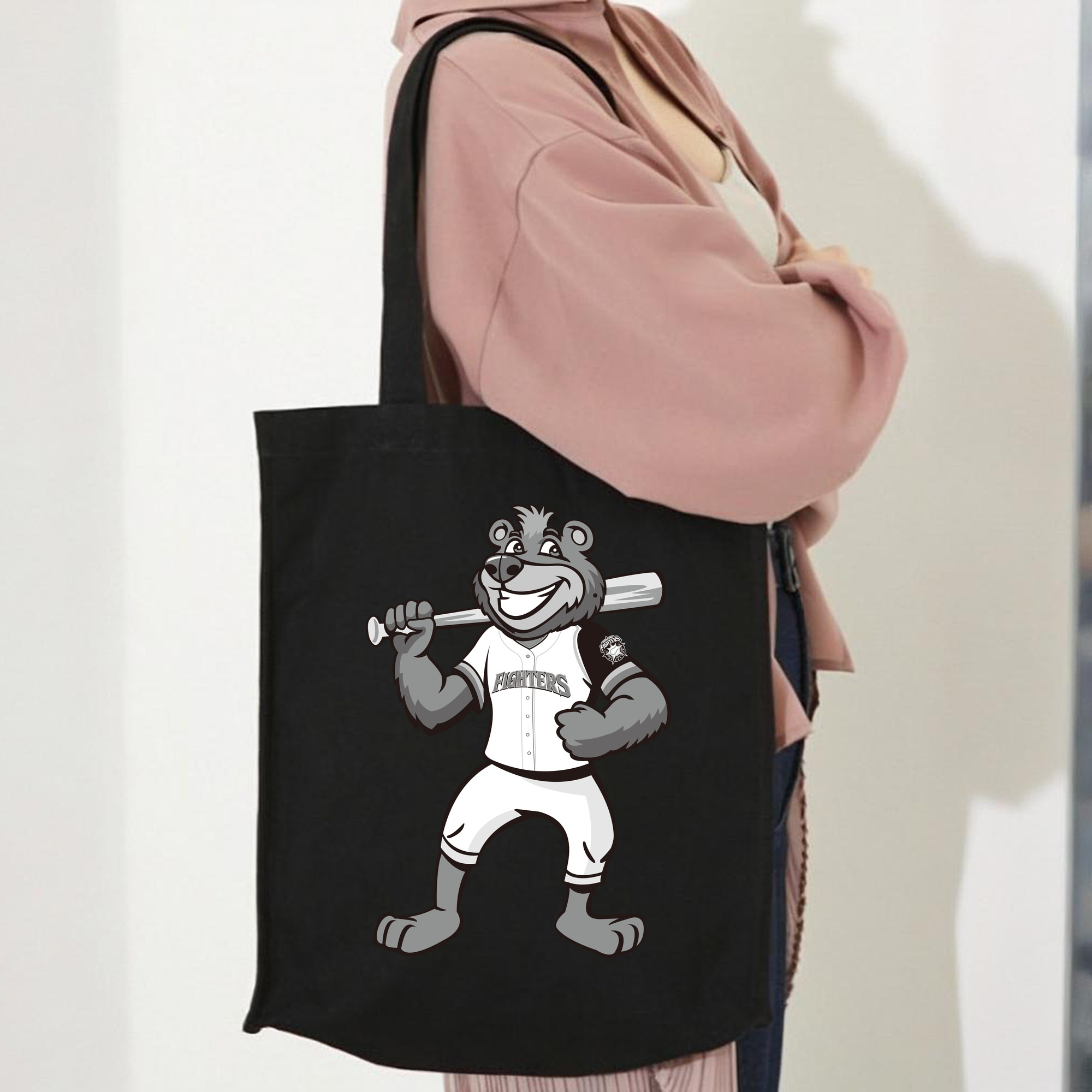 HOKKAIDO NIPPON-HAM FIGHTERS MASCOT BRISKY THE BEAR 2004 White Black Logo