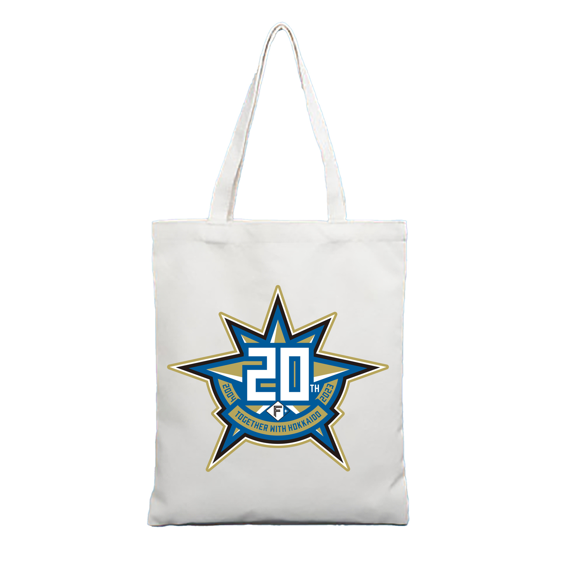 HOKKAIDO NIPPON-HAM FIGHTERS HOKKAIDO 20TH MEMORIAL SERIES EMBLEM Logo - 縦型キャンバス手提げバッグ（トートバッグ） ・ キャンバス素材 ・ ショッピング用 ・ 軽量 丈夫 お手入れ簡単