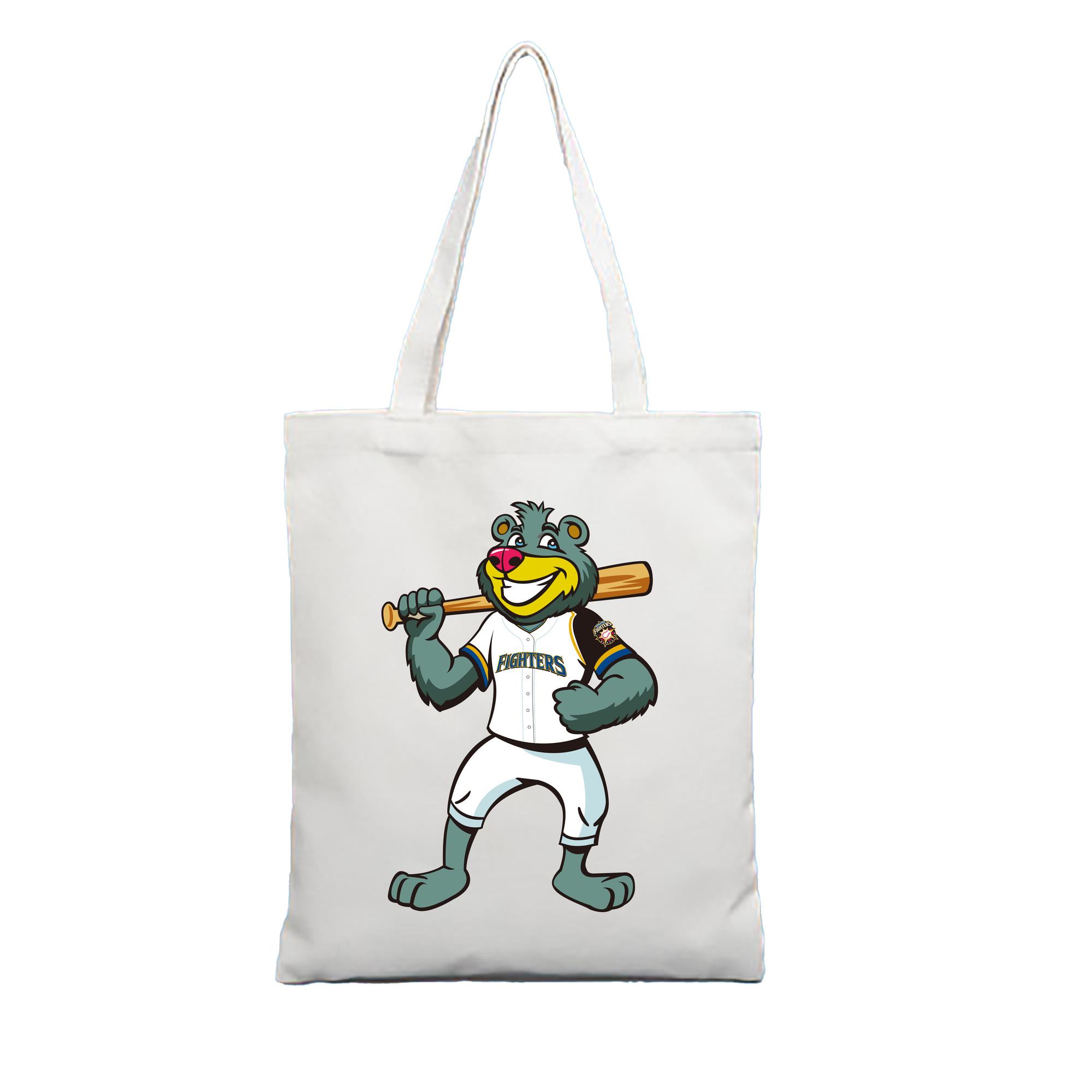 HOKKAIDO NIPPON-HAM FIGHTERS MASCOT BRISKY THE BEAR 2004 ORIGINAL Logo - 縦型キャンバス手提げバッグ（トートバッグ） ・ キャンバス素材 ・ ショッピング用 ・ 軽量 丈夫 お手入れ簡単