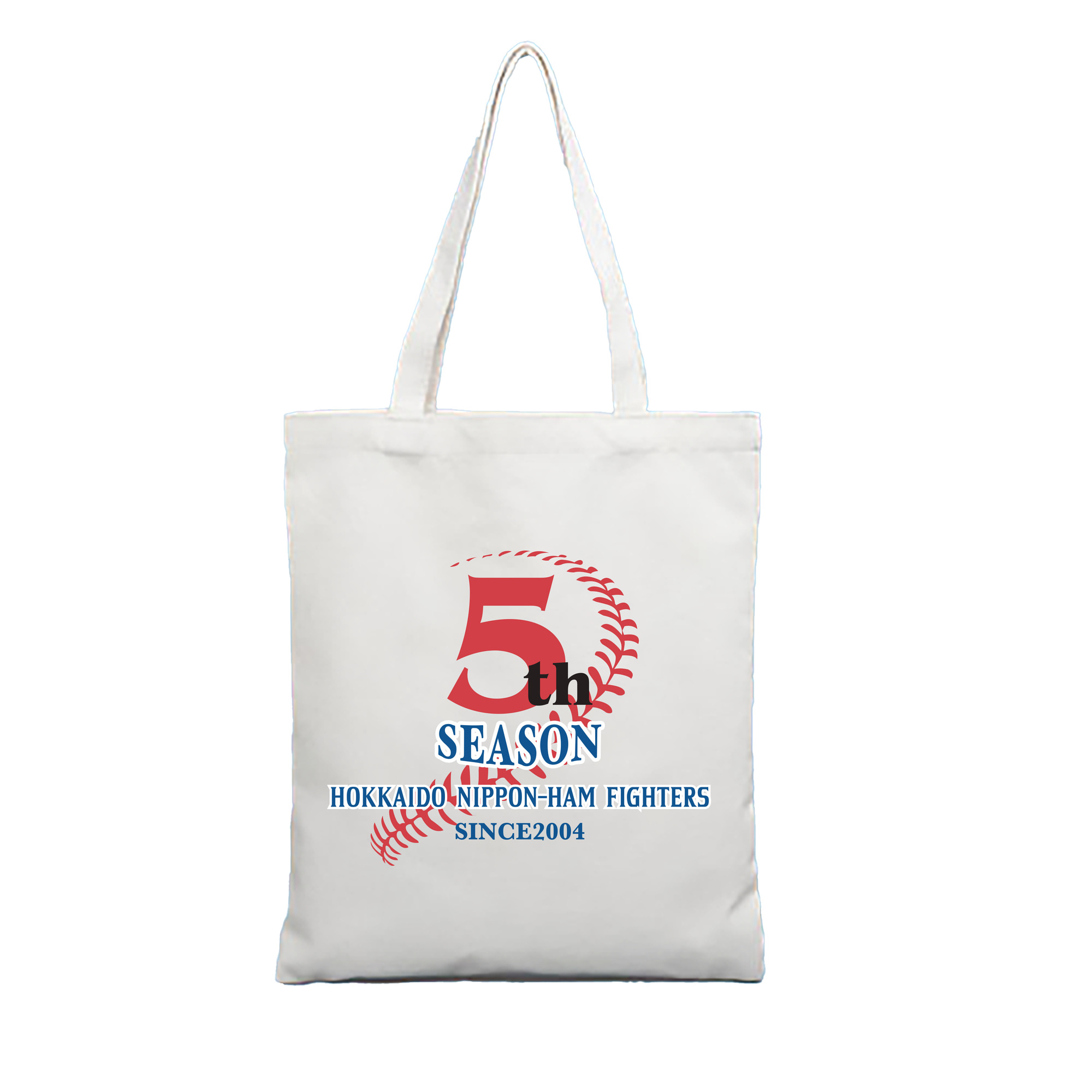HOKKAIDO NIPPON-HAM FIGHTERS HOKKAIDO 5TH ANNIVERSARY Logo - 縦型キャンバス手提げバッグ（トートバッグ） ・ キャンバス素材 ・ ショッピング用 ・ 軽量 丈夫 お手入れ簡単