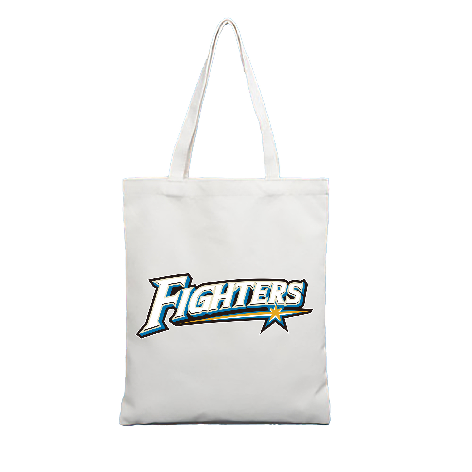 HOKKAIDO NIPPON-HAM FIGHTERS WORDMARK SHADOW Logo - 縦型キャンバス手提げバッグ（トートバッグ） ・ キャンバス素材 ・ ショッピング用 ・ 軽量 丈夫 お手入れ簡単