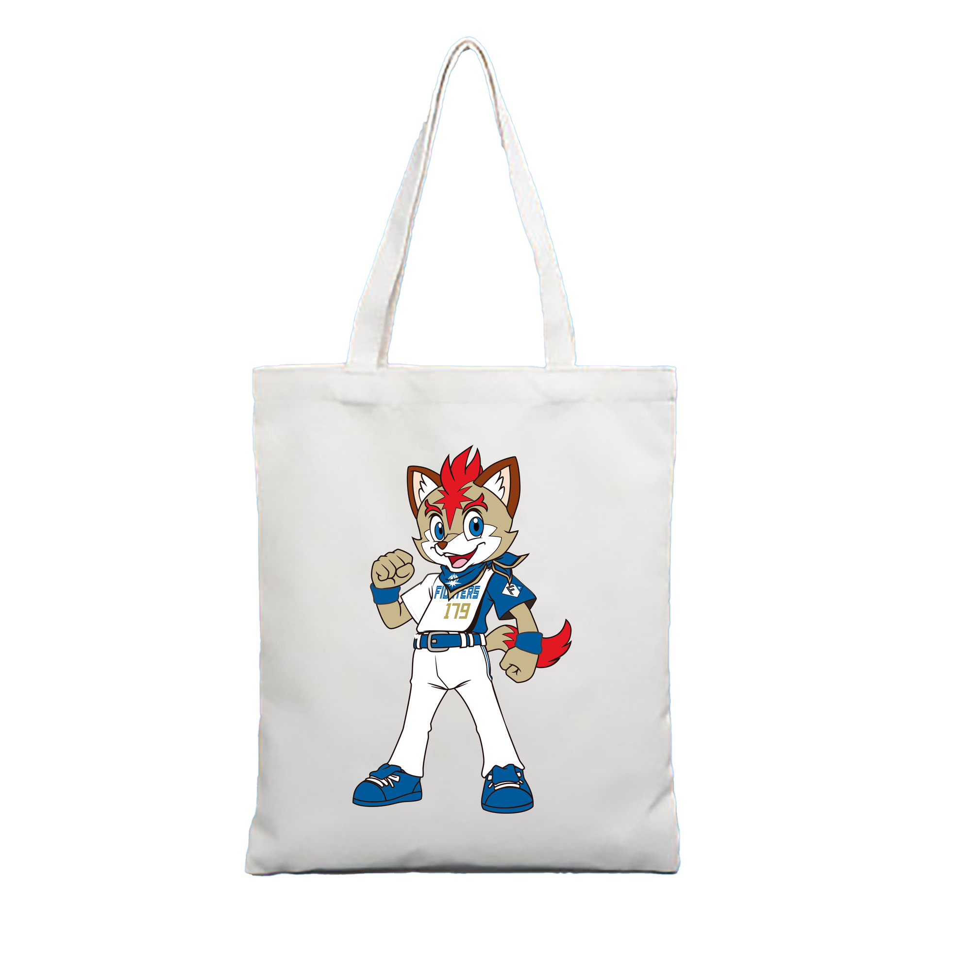HOKKAIDO NIPPON-HAM FIGHTERS MASCOT FREP THE FOX ORIGINAL 2022 Logo - 縦型キャンバス手提げバッグ（トートバッグ） ・ キャンバス素材 ・ ショッピング用 ・ 軽量 丈夫 お手入れ簡単