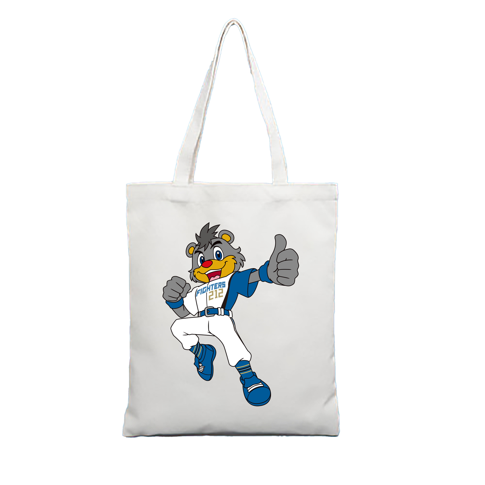 HOKKAIDO NIPPON-HAM FIGHTERS MASCOT BRISKY THE BEAR APPLICATION FIGHTING JUMPING 2022 Logo - 縦型キャンバス手提げバッグ（トートバッグ） ・ キャンバス素材 ・ ショッピング用 ・ 軽量 丈夫 お手入れ簡単