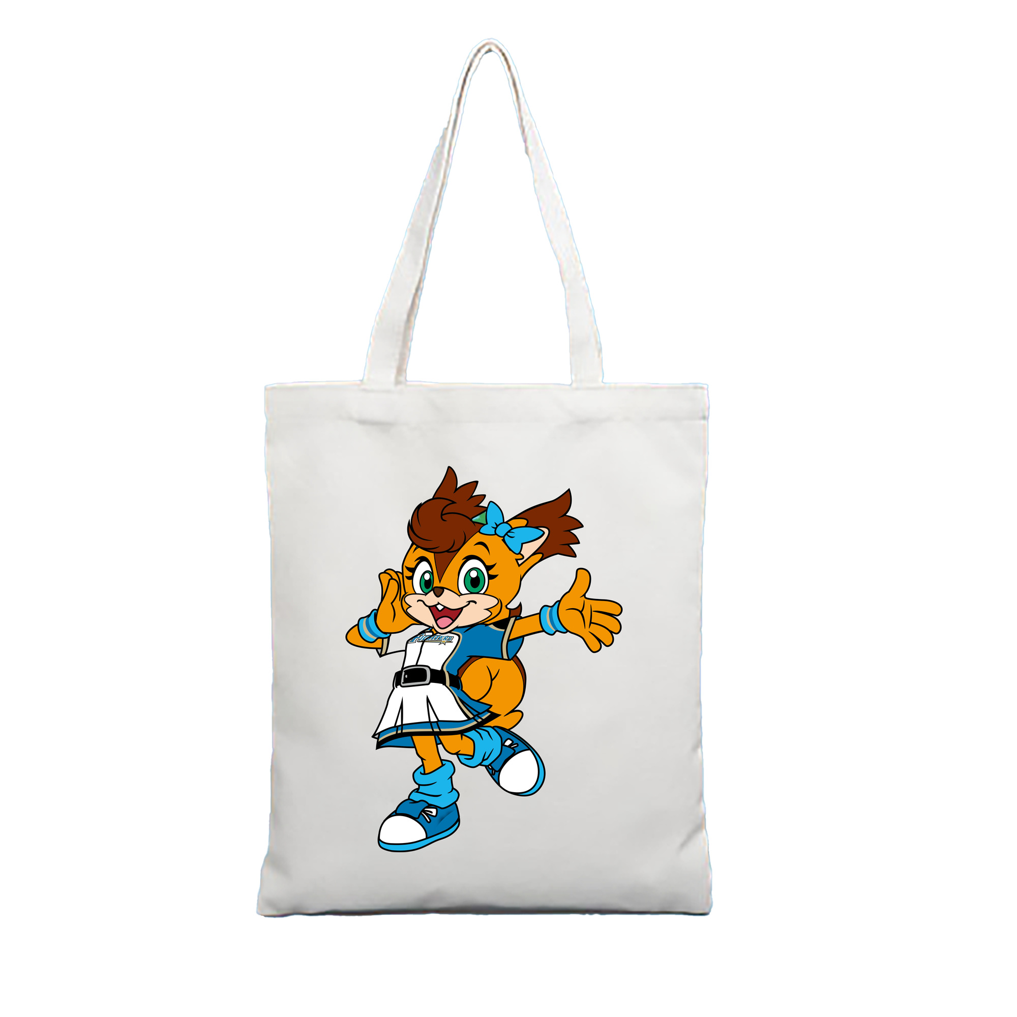 HOKKAIDO NIPPON-HAM FIGHTERS MASCOT POLLY POLARIS APPLICATION SPEAK VOICE Logo - 縦型キャンバス手提げバッグ（トートバッグ） ・ キャンバス素材 ・ ショッピング用 ・ 軽量 丈夫 お手入れ簡単