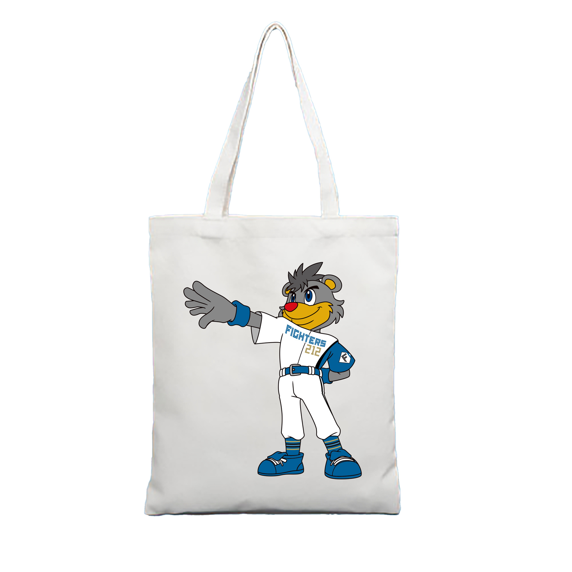 HOKKAIDO NIPPON-HAM FIGHTERS MASCOT BRISKY THE BEAR APPLICATION STARE AT GOAL 2022 Logo - 縦型キャンバス手提げバッグ（トートバッグ） ・ キャンバス素材 ・ ショッピング用 ・ 軽量 丈夫 お手入れ簡単