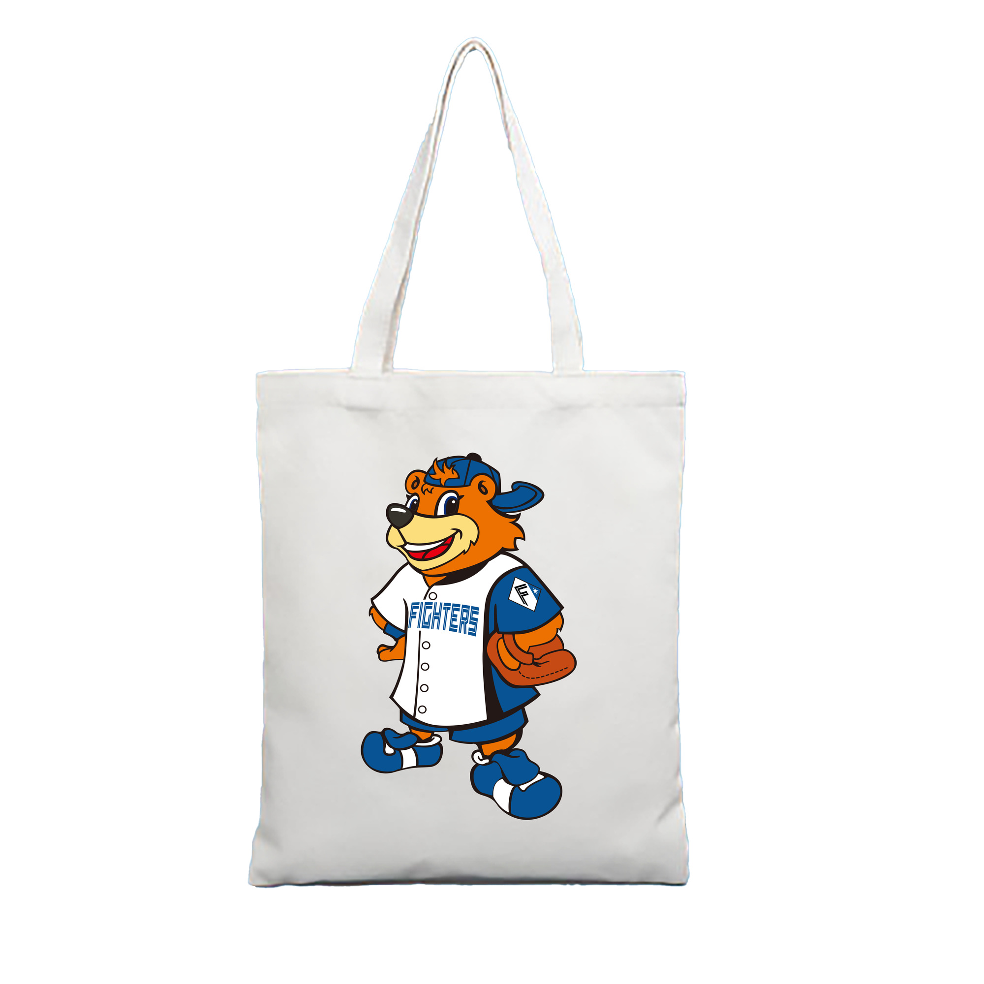 HOKKAIDO NIPPON-HAM FIGHTERS MASCOT CUBBY THE BEAR 2022 Logo - 縦型キャンバス手提げバッグ（トートバッグ） ・ キャンバス素材 ・ ショッピング用 ・ 軽量 丈夫 お手入れ簡単