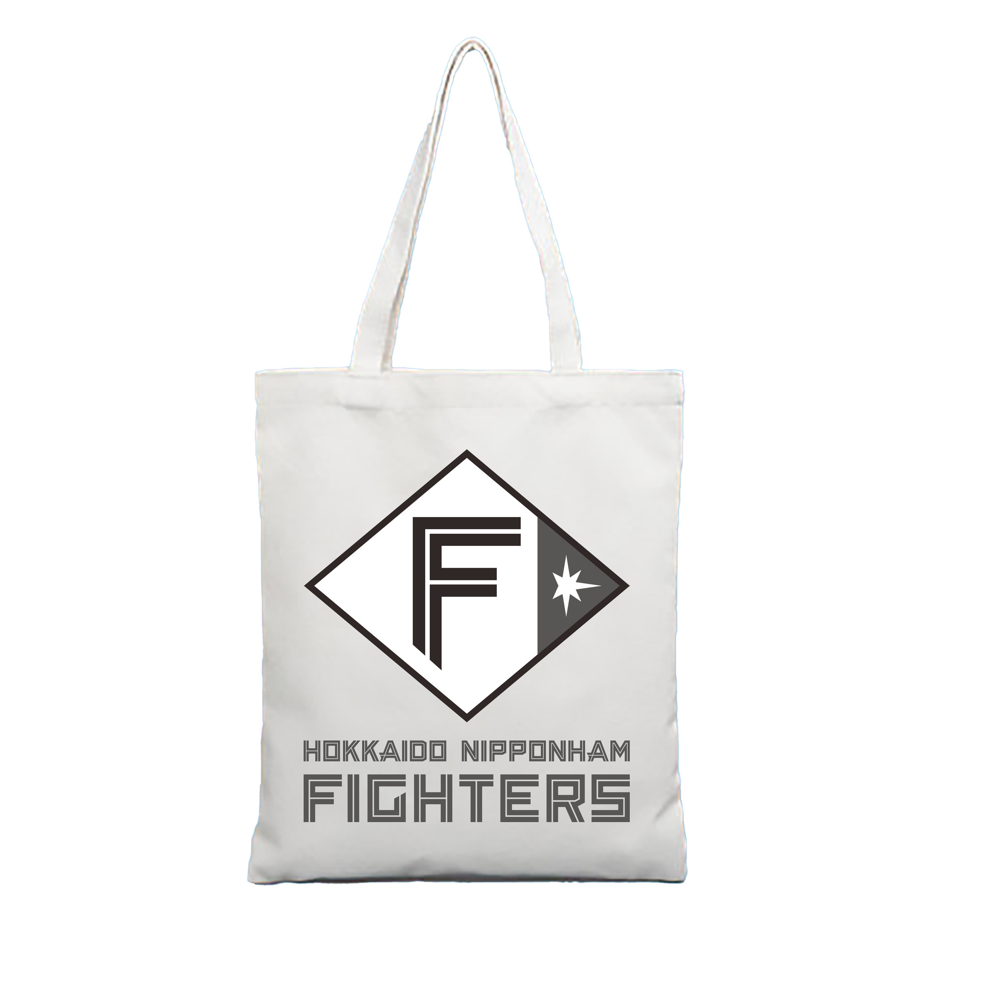 HOKKAIDO NIPPON-HAM FIGHTERS EMBLEM 2022 Black White Logo - 縦型キャンバス手提げバッグ（トートバッグ） ・ キャンバス素材 ・ ショッピング用 ・ 軽量 丈夫 お手入れ簡単