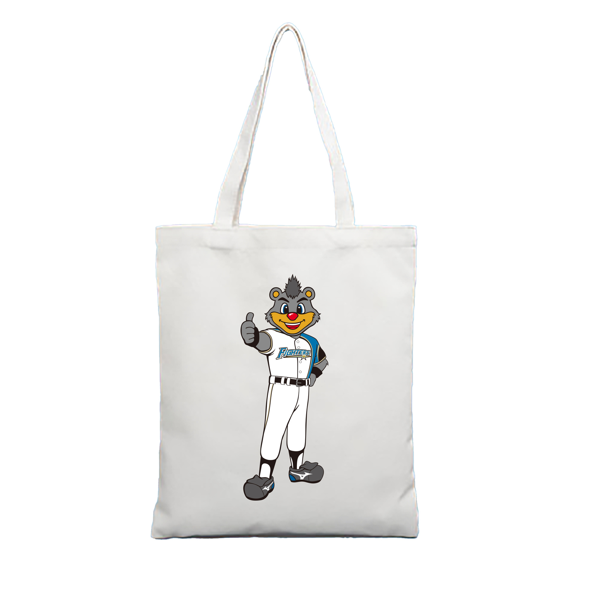 HOKKAIDO NIPPON-HAM FIGHTERS MASCOT BRISKY THE BEAR Logo - 縦型キャンバス手提げバッグ（トートバッグ） ・ キャンバス素材 ・ ショッピング用 ・ 軽量 丈夫 お手入れ簡単