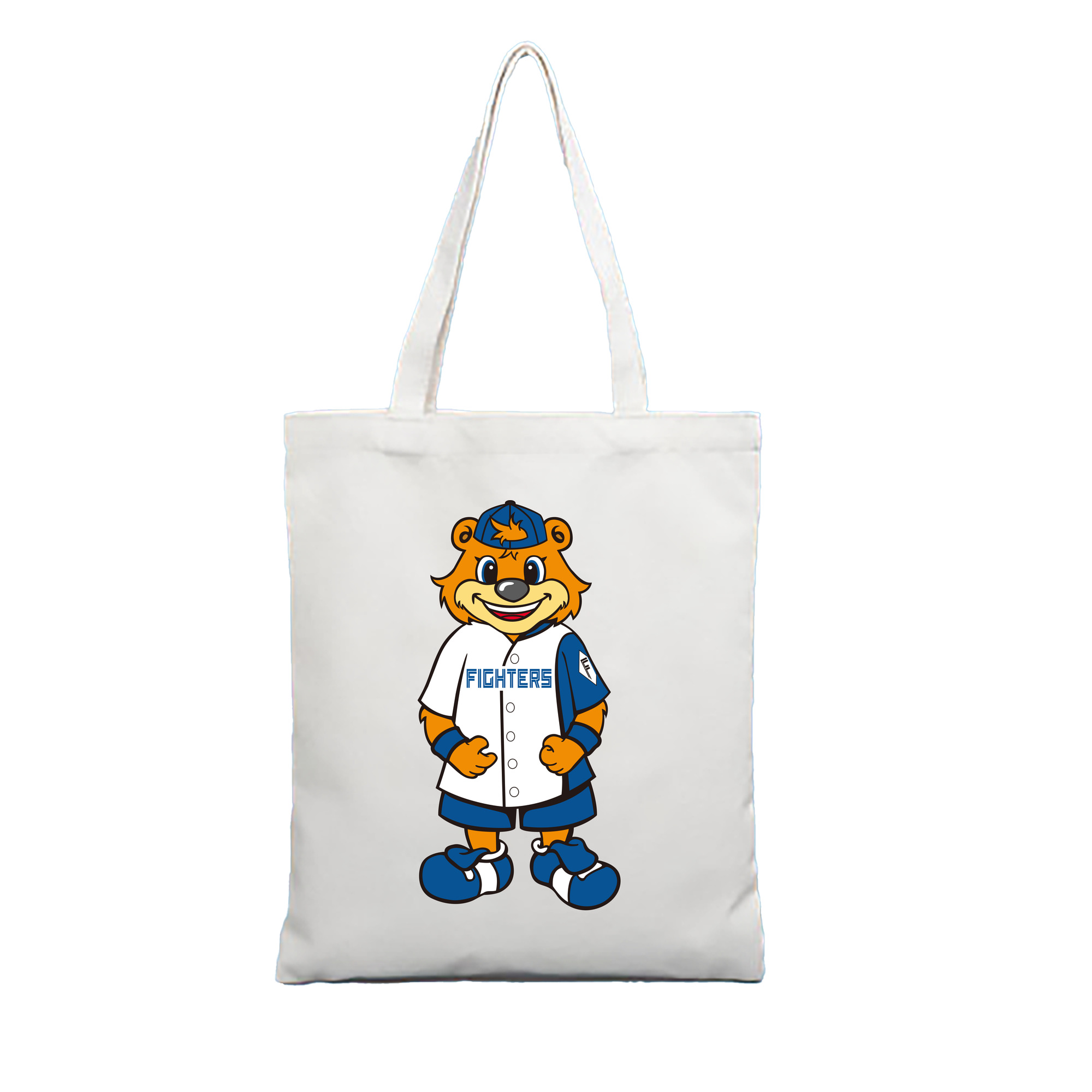 HOKKAIDO NIPPON-HAM FIGHTERS MASCOT CUBBY THE BEAR 2022 ORIGINAL Logo - 縦型キャンバス手提げバッグ（トートバッグ） ・ キャンバス素材 ・ ショッピング用 ・ 軽量 丈夫 お手入れ簡単