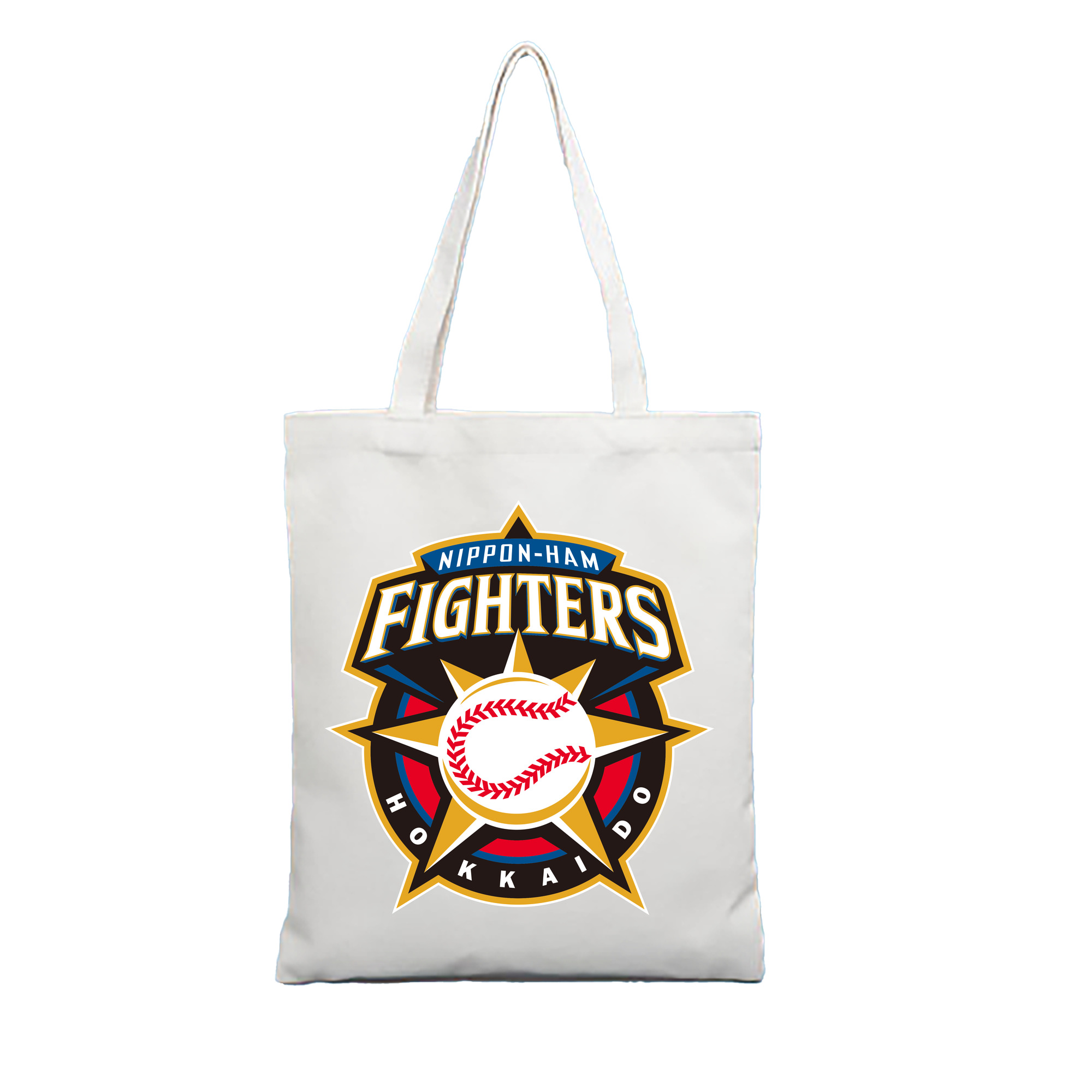 HOKKAIDO NIPPON-HAM FIGHTERS EMBLEM Logo - 縦型キャンバス手提げバッグ（トートバッグ） ・ キャンバス素材 ・ ショッピング用 ・ 軽量 丈夫 お手入れ簡単