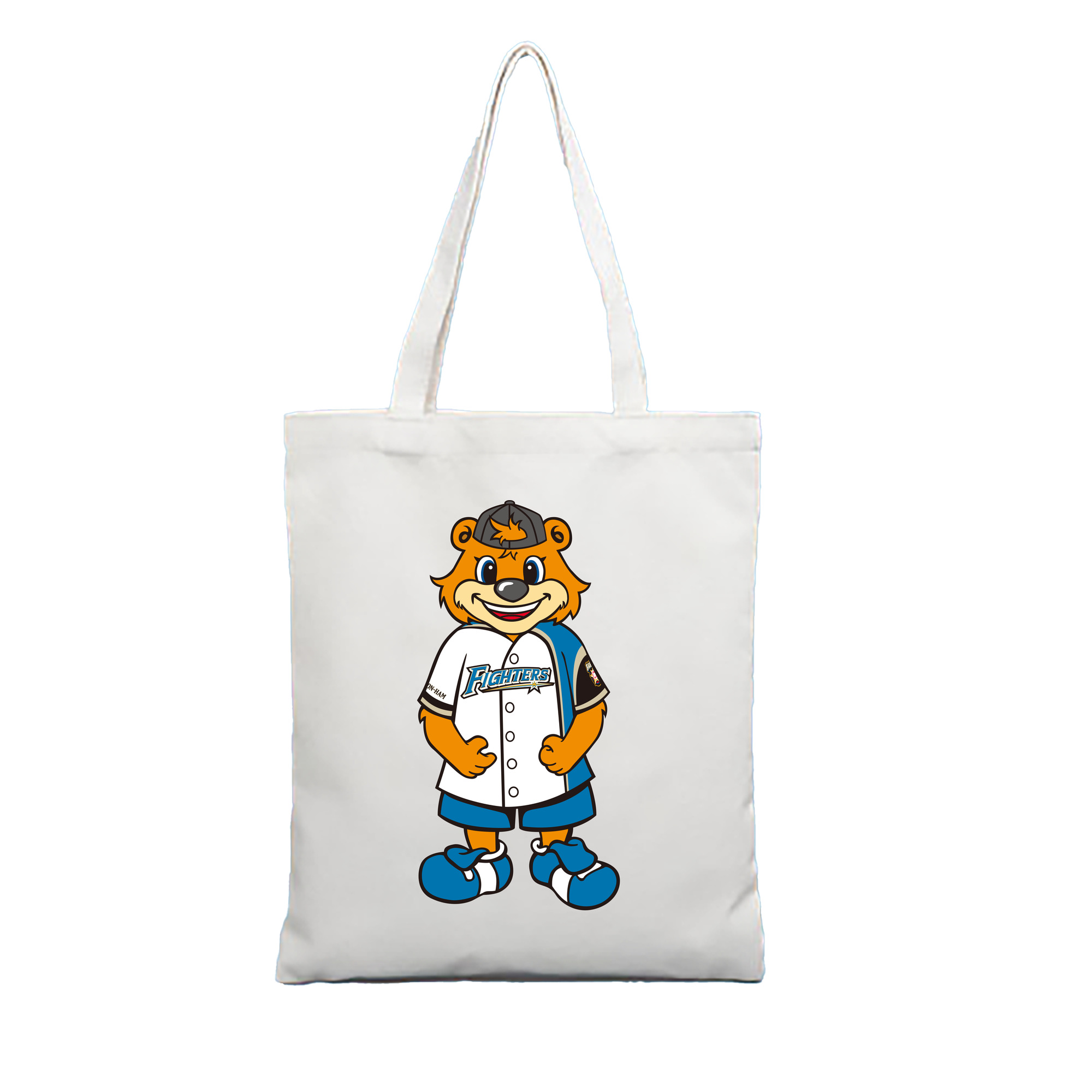HOKKAIDO NIPPON-HAM FIGHTERS MASCOT CUBBY THE BEAR ORIGINAL Logo - 縦型キャンバス手提げバッグ（トートバッグ） ・ キャンバス素材 ・ ショッピング用 ・ 軽量 丈夫 お手入れ簡単