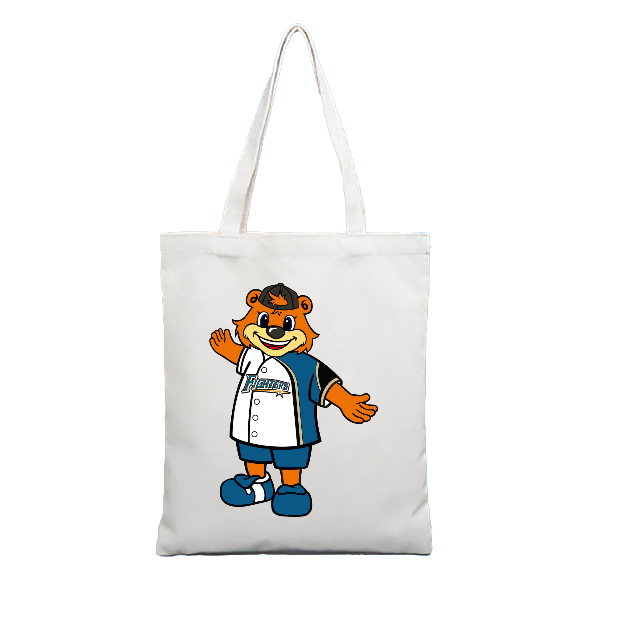 HOKKAIDO NIPPON-HAM FIGHTERS MASCOT CUBBY THE BEAR APPLICATION CONGRATULATIONS Logo - 縦型キャンバス手提げバッグ（トートバッグ） ・ キャンバス素材 ・ ショッピング用 ・ 軽量 丈夫 お手入れ簡単