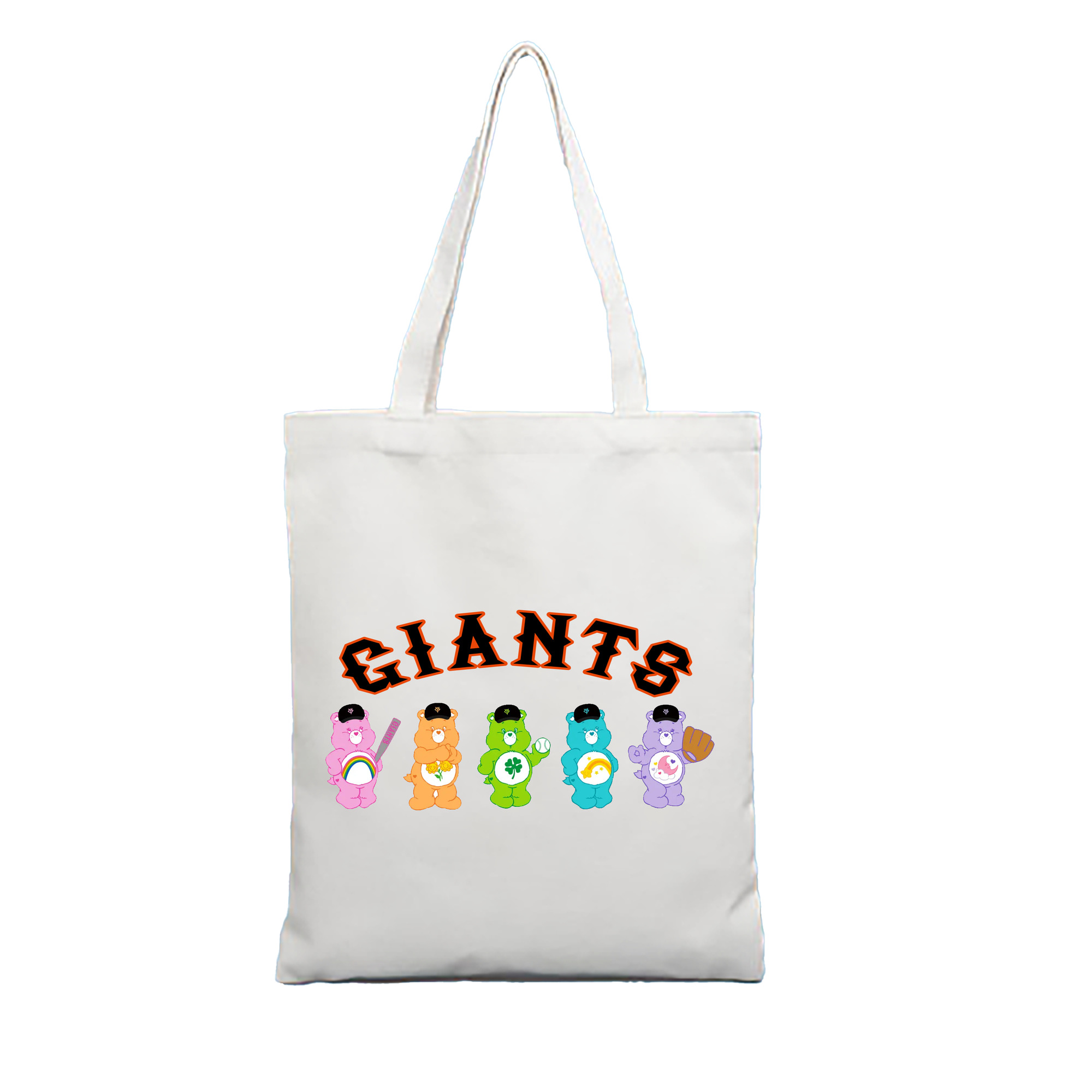 読売ジャイアンツ×Care Bears - 縦型キャンバス手提げバッグ（トートバッグ） ・ キャンバス素材 ・ ショッピング用 ・ 軽量 丈夫 お手入れ簡単