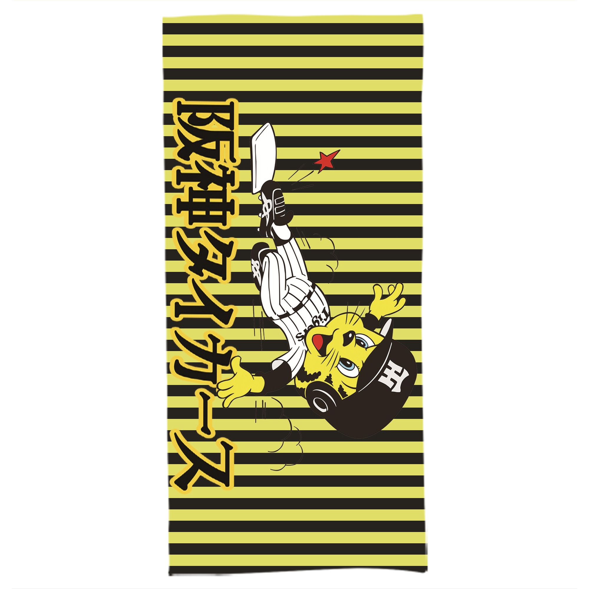 阪神タイガースMASCOT TO-LUCKY SLIDING - 大人用 バスタオル 70x140cm ・ ソフト＆速乾ポリエステル ・ 高吸水・軽量・肌に優しい ・ 洗濯機対応 ・ バスルーム ジム 旅行用