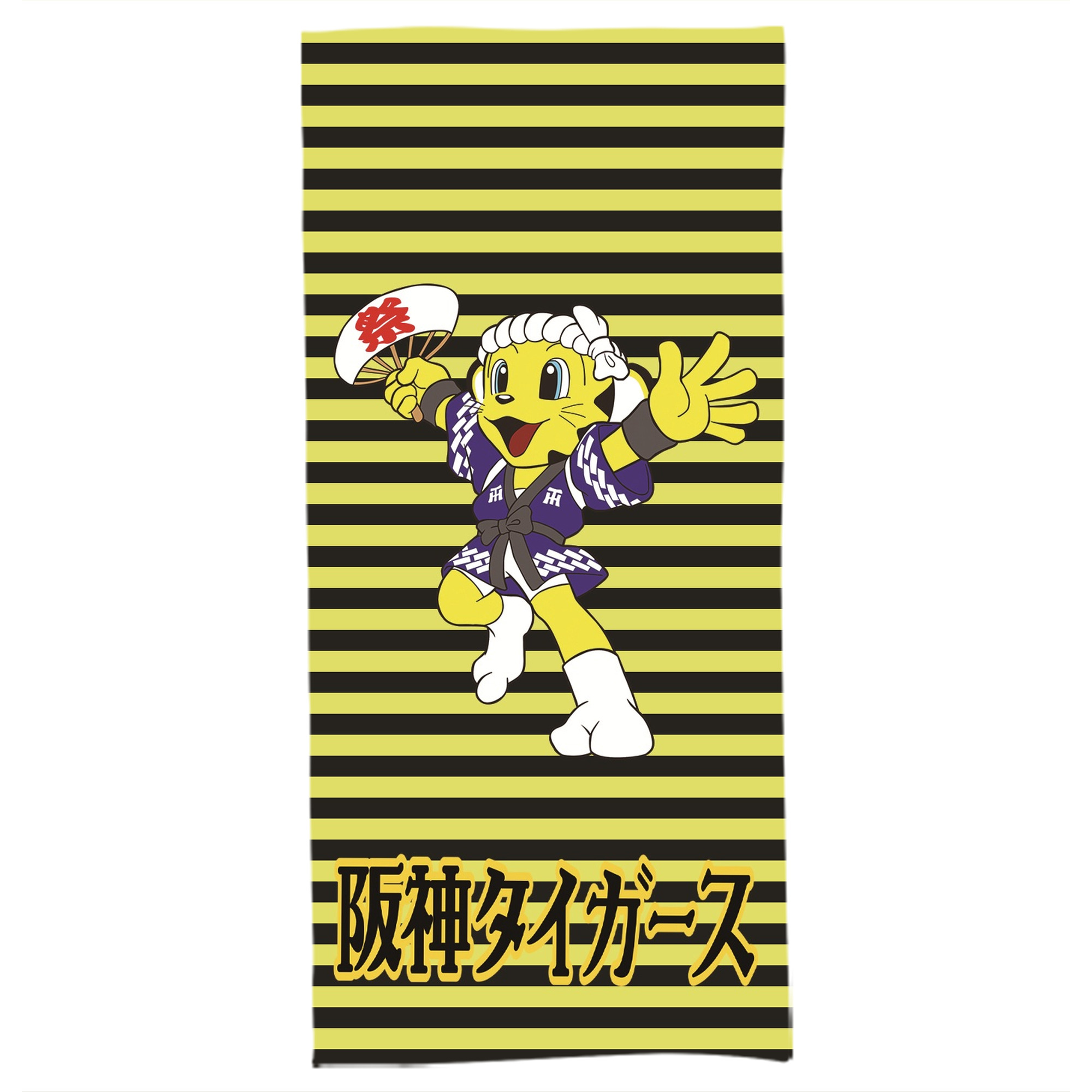 阪神タイガースMASCOT TO-LUCKY YUKATA - 大人用 バスタオル 70x140cm ・ ソフト＆速乾ポリエステル ・ 高吸水・軽量・肌に優しい ・ 洗濯機対応 ・ バスルーム ジム 旅行用